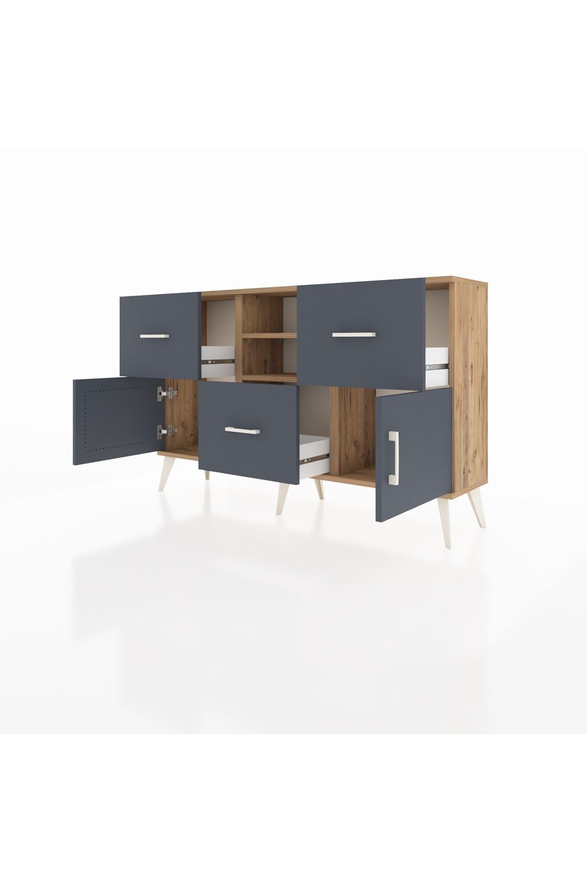 Arges Konsol 2 Raflı 3 Çekmeceli 2 Kapaklı 132x30x83 - S144M043V26A