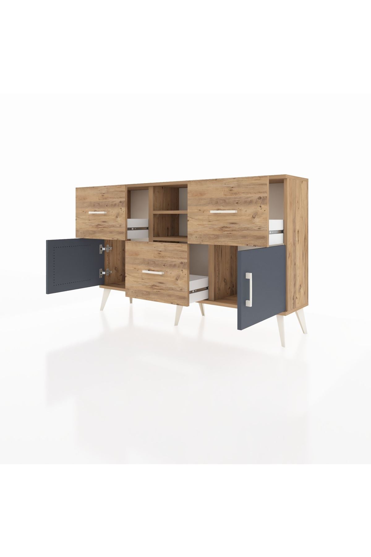Arges Konsol 2 Raflı 3 Çekmeceli 2 Kapaklı 132x30x83 - S144M043V27A