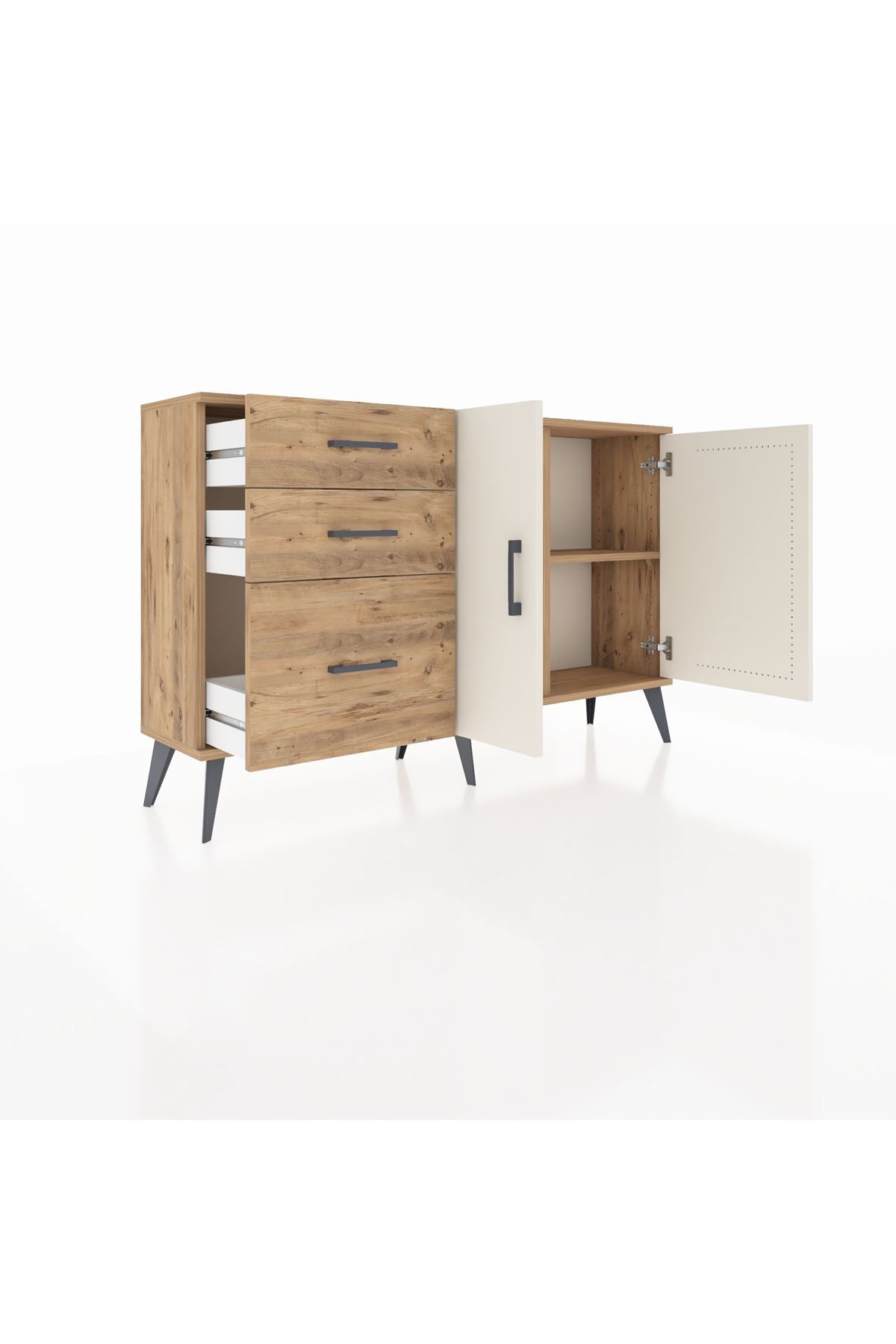 Arges Konsol 2 Raflı 3 Çekmeceli 2 Kapaklı 132x30x83 - S144M044V24A
