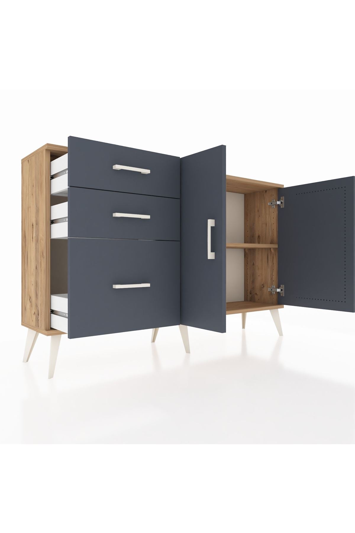 Arges Konsol 2 Raflı 3 Çekmeceli 2 Kapaklı 132x30x83 - S144M044V26A