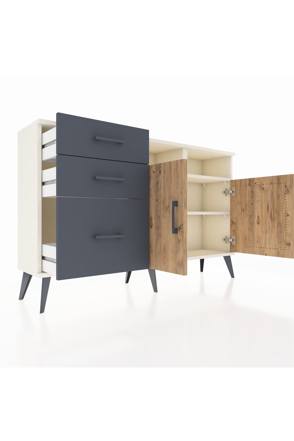 Arges Konsol 4 Raflı 3 Çekmeceli 2 Kapaklı 132x30x83 - S144M045V02A