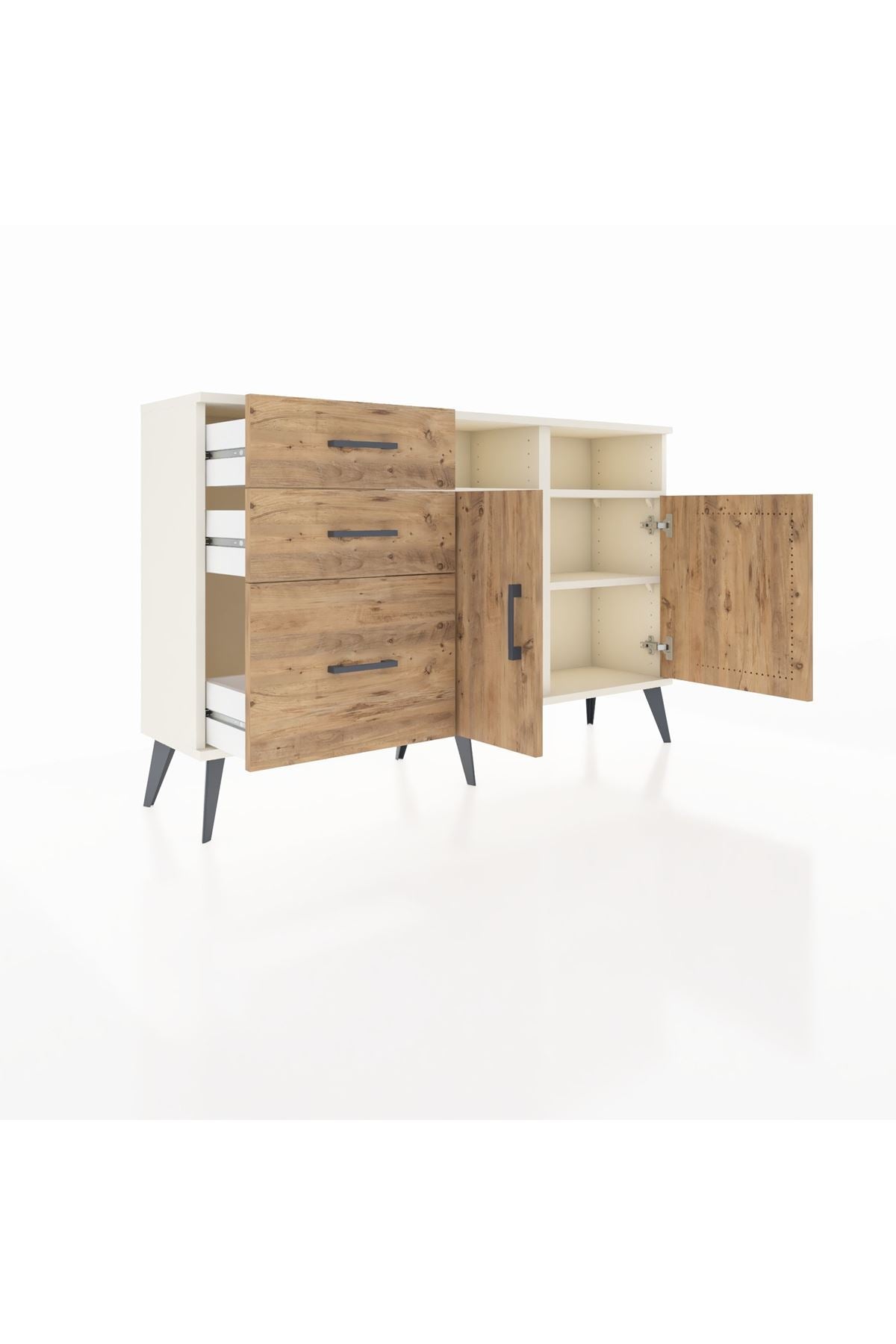 Arges Konsol 4 Raflı 3 Çekmeceli 2 Kapaklı 132x30x83 - S144M045V03A