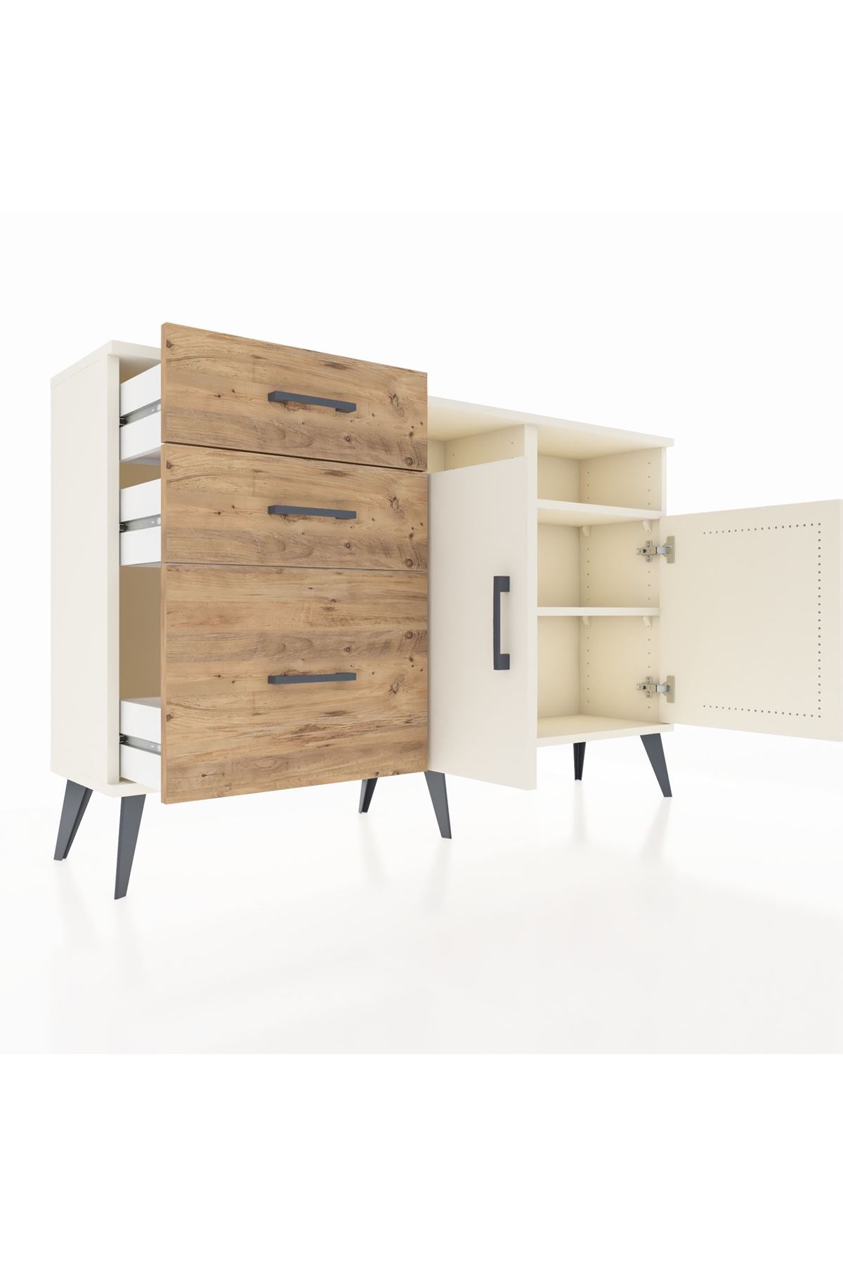 Arges Konsol 4 Raflı 3 Çekmeceli 2 Kapaklı 132x30x83 - S144M045V06A