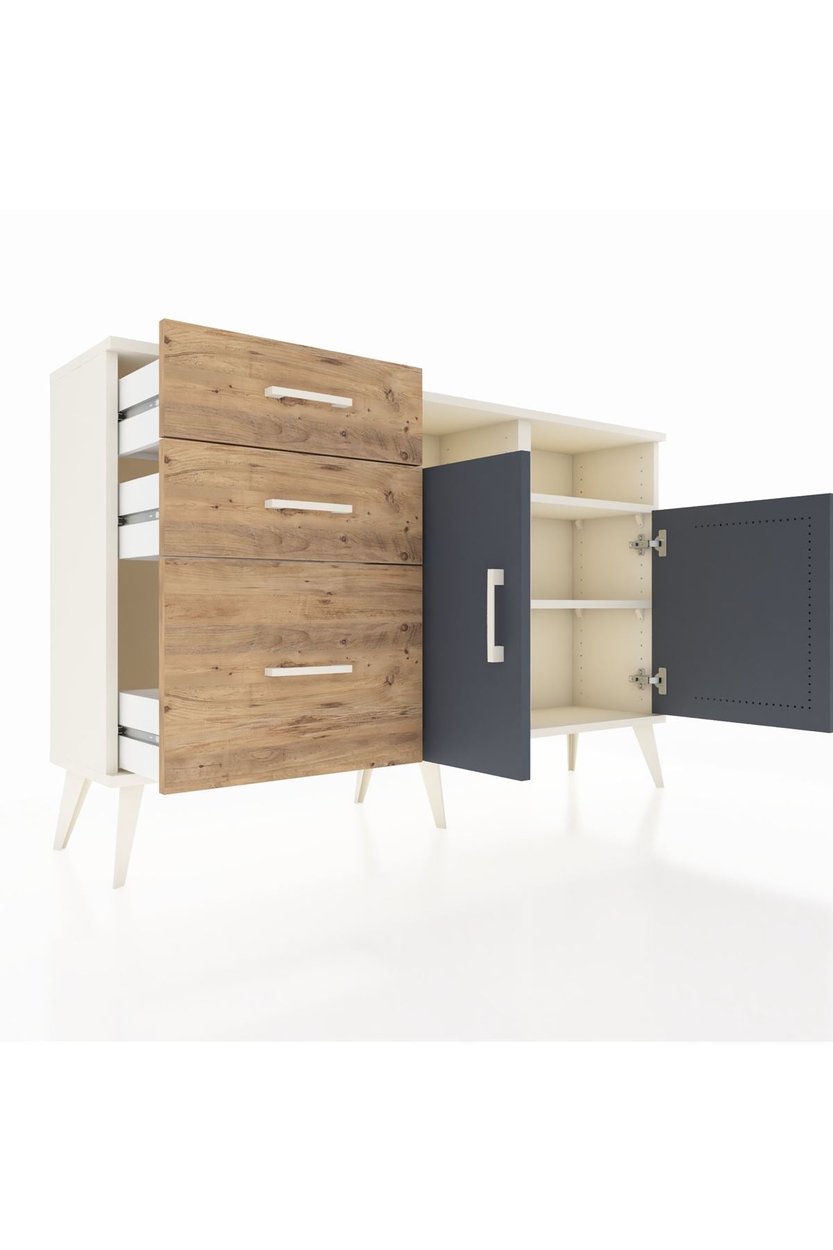 Arges Konsol 4 Raflı 3 Çekmeceli 2 Kapaklı 132x30x83 - S144M045V09A