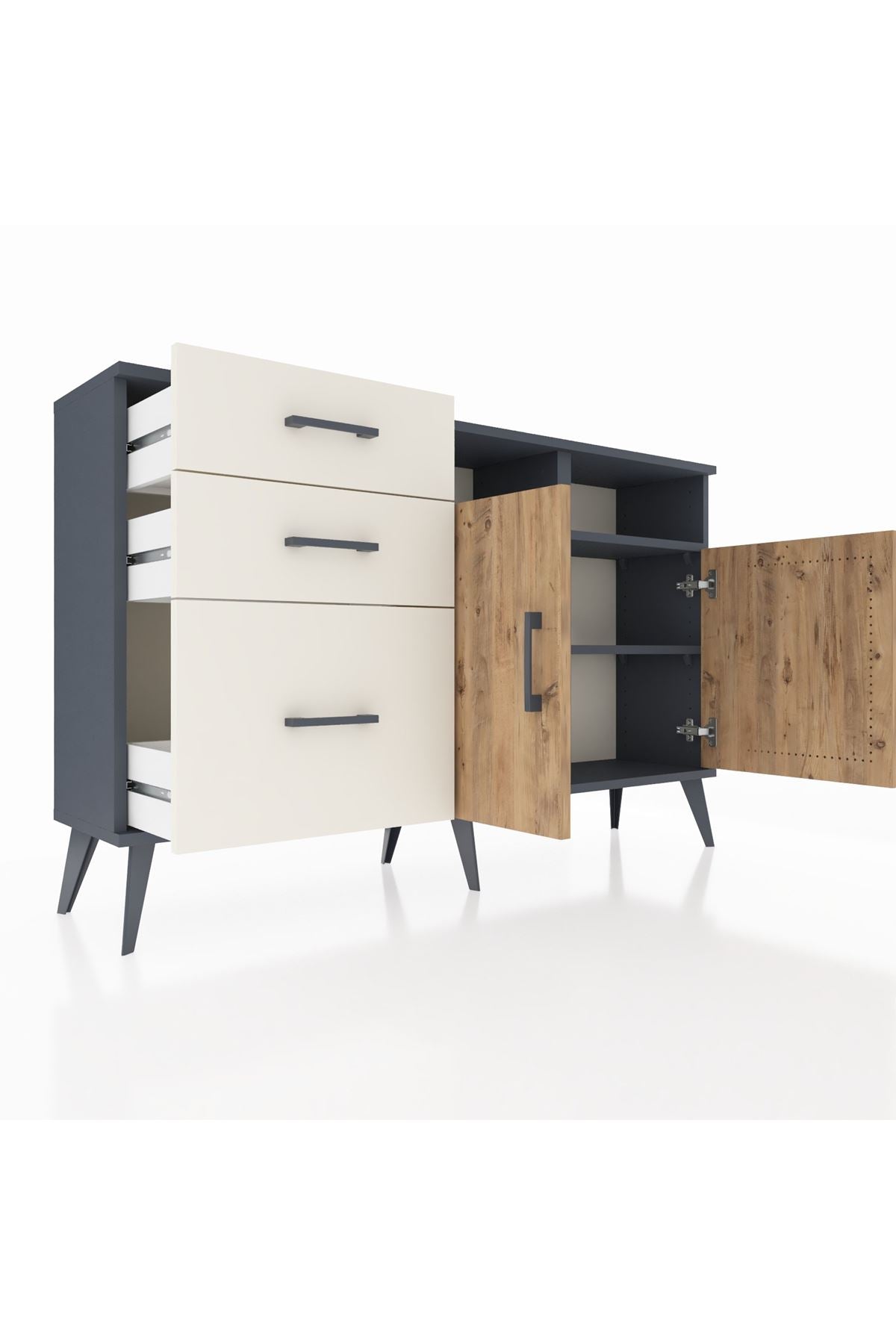 Arges Konsol 4 Raflı 3 Çekmeceli 2 Kapaklı 132x30x83 - S144M045V10A