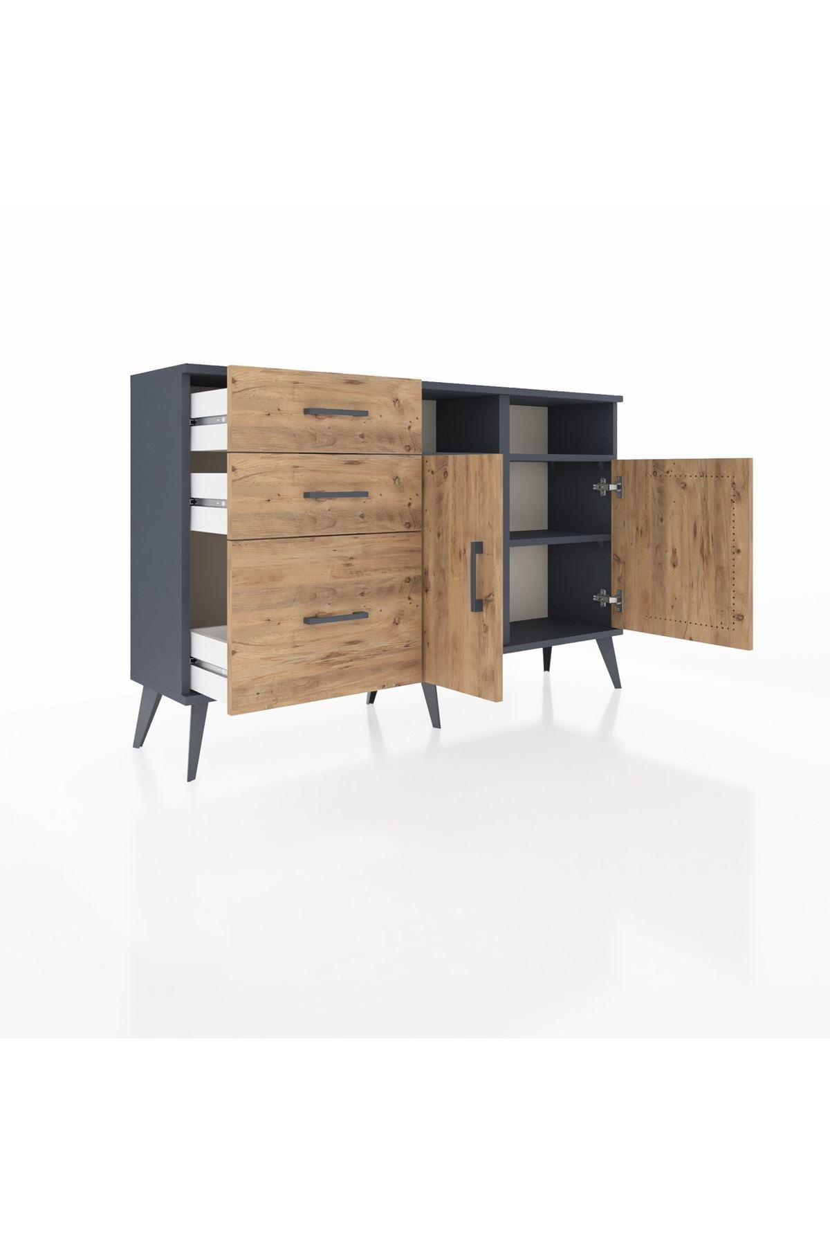 Arges Konsol 4 Raflı 3 Çekmeceli 2 Kapaklı 132x30x83 - S144M045V12A