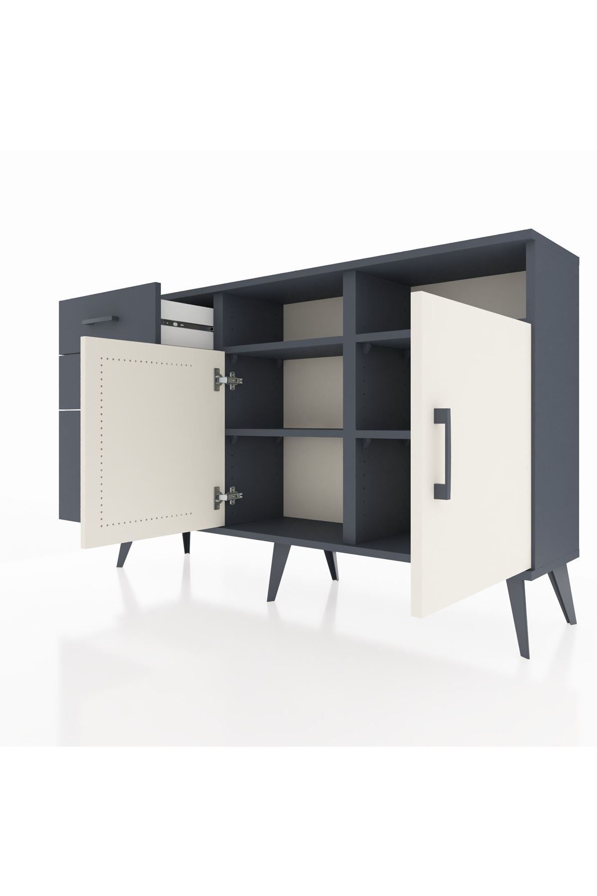 Arges Konsol 4 Raflı 3 Çekmeceli 2 Kapaklı 132x30x83 - S144M045V14A