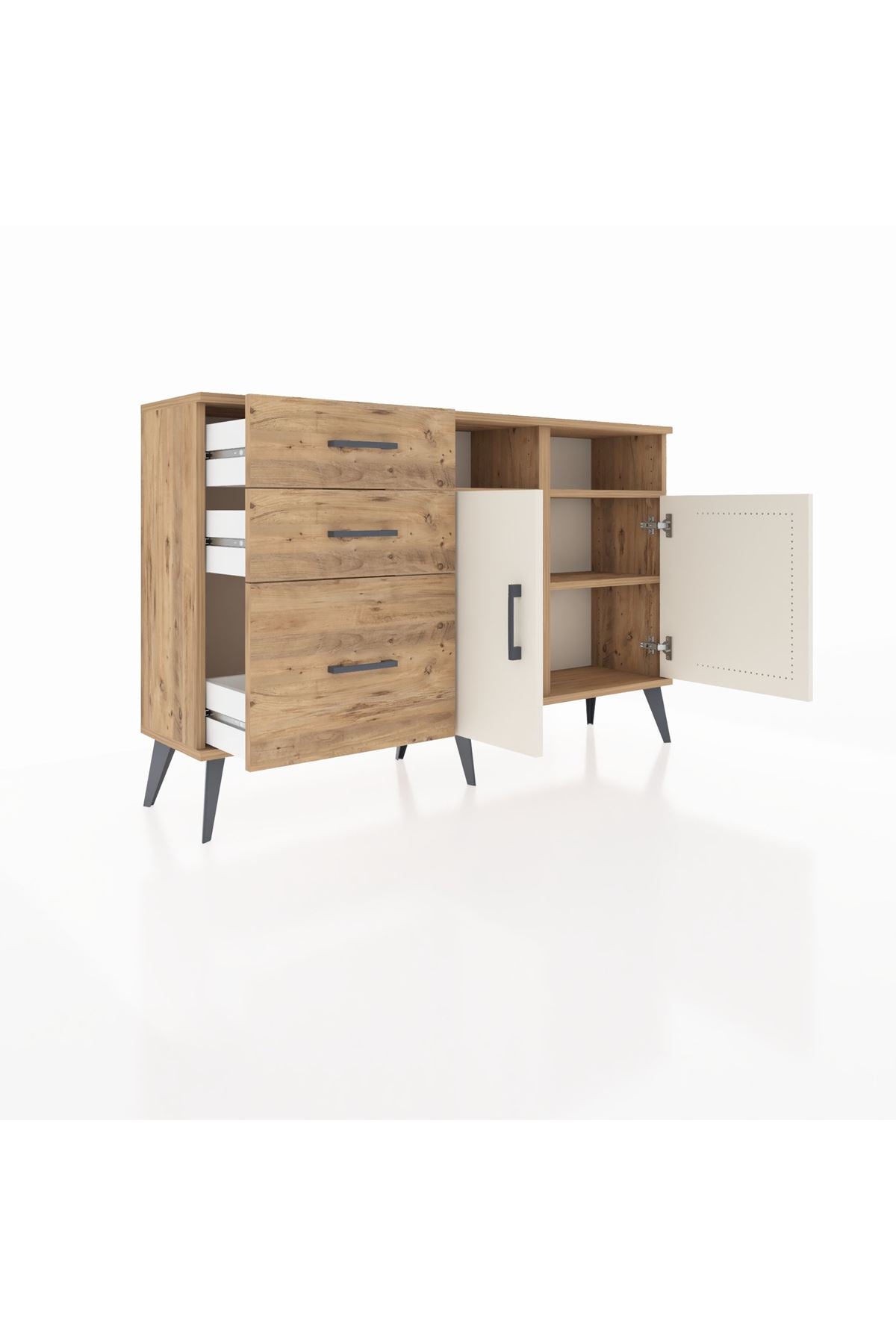 Arges Konsol 4 Raflı 3 Çekmeceli 2 Kapaklı 132x30x83 - S144M045V24A