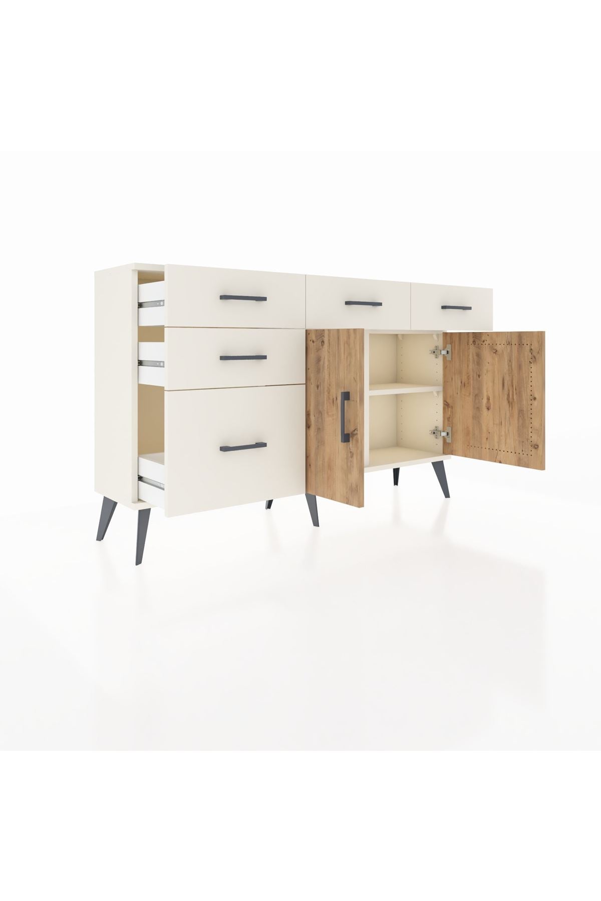 Arges Konsol 2 Raflı 5 Çekmeceli 2 Kapaklı 132x30x83 - S144M046V01A
