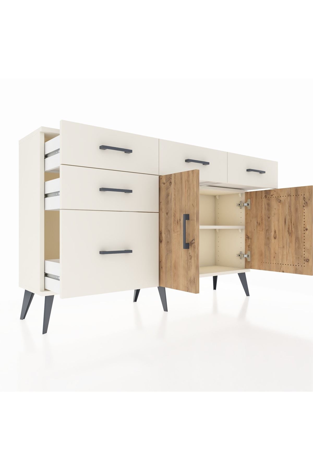 Arges Konsol 2 Raflı 5 Çekmeceli 2 Kapaklı 132x30x83 - S144M046V01A