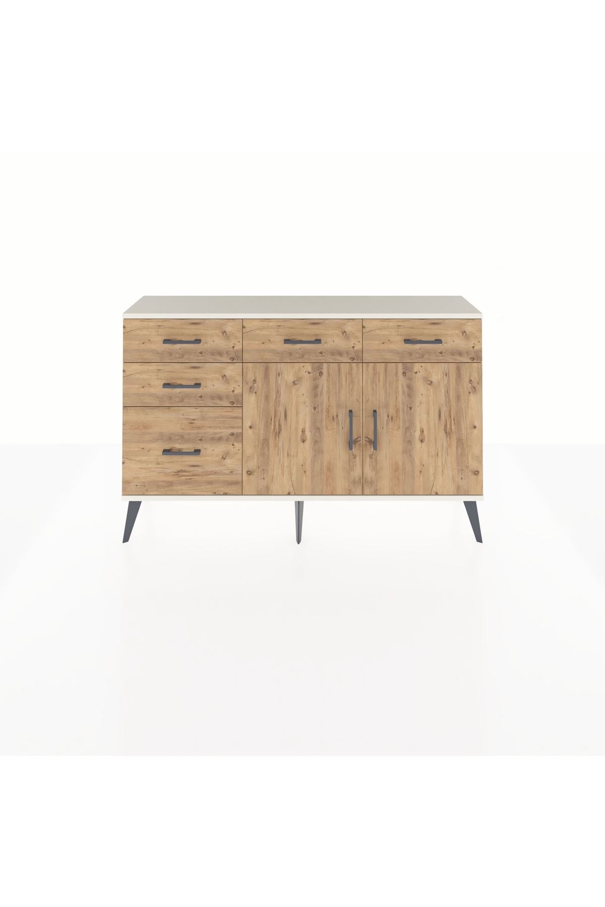 Arges Konsol 2 Raflı 5 Çekmeceli 2 Kapaklı 132x30x83 - S144M046V03A