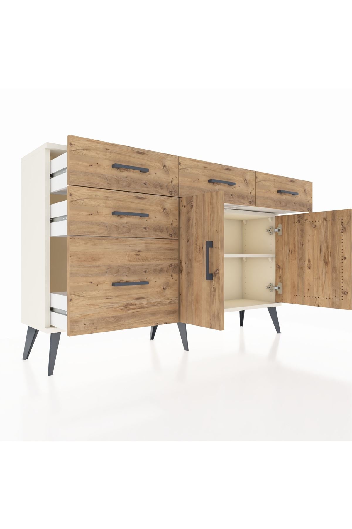 Arges Konsol 2 Raflı 5 Çekmeceli 2 Kapaklı 132x30x83 - S144M046V03A