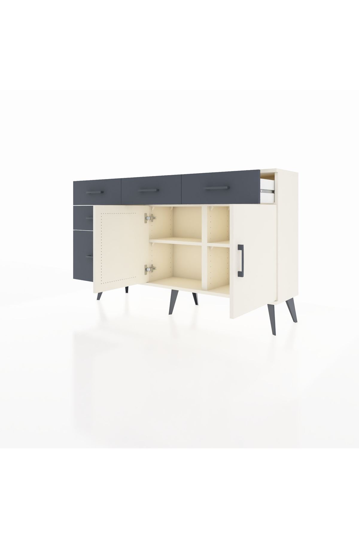 Arges Konsol 2 Raflı 5 Çekmeceli 2 Kapaklı 132x30x83 - S144M046V05A