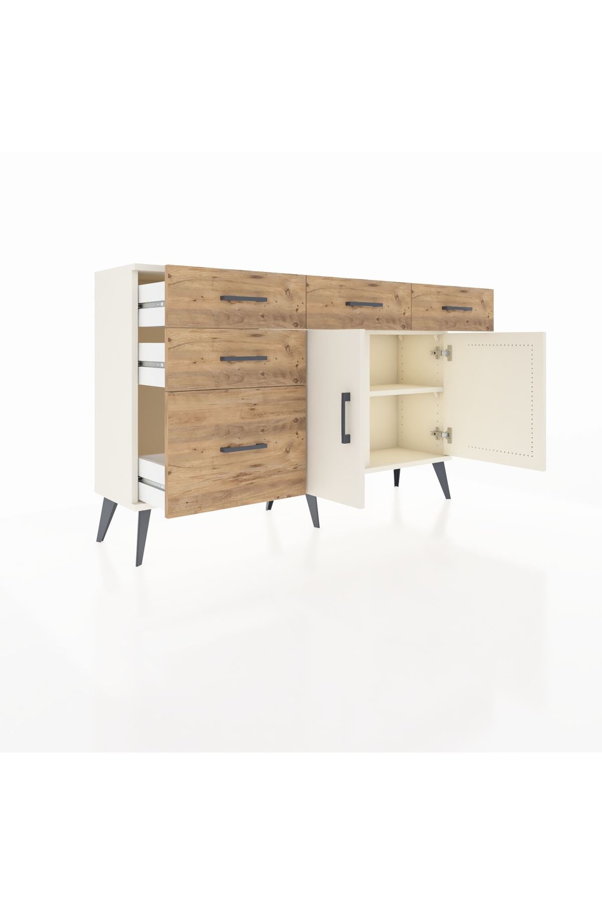 Arges Konsol 2 Raflı 5 Çekmeceli 2 Kapaklı 132x30x83 - S144M046V06A