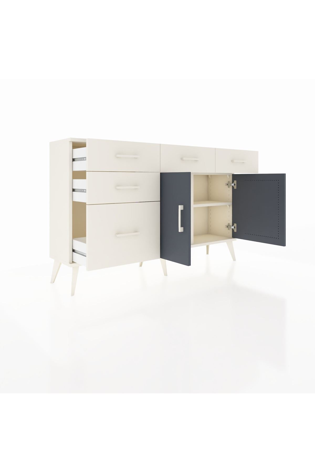 Arges Konsol 2 Raflı 5 Çekmeceli 2 Kapaklı 132x30x83 - S144M046V07A