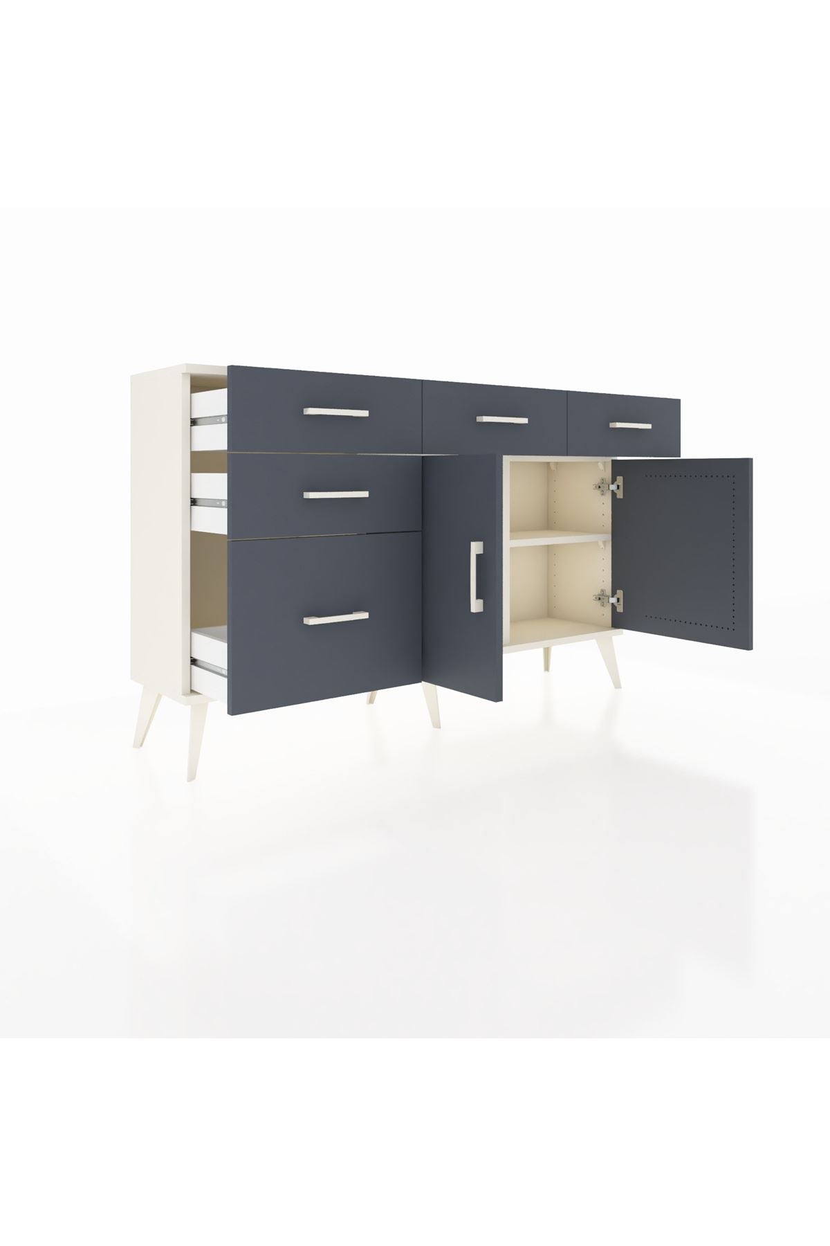 Arges Konsol 2 Raflı 5 Çekmeceli 2 Kapaklı 132x30x83 - S144M046V08A