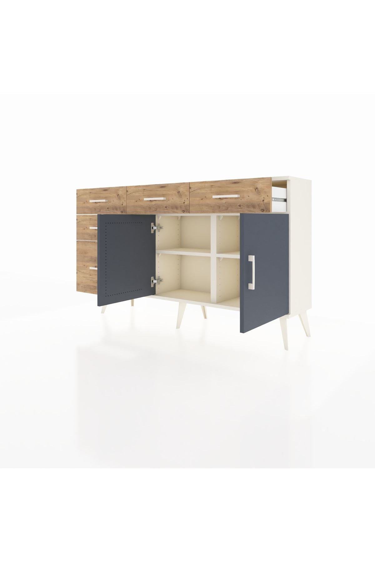 Arges Konsol 2 Raflı 5 Çekmeceli 2 Kapaklı 132x30x83 - S144M046V09A