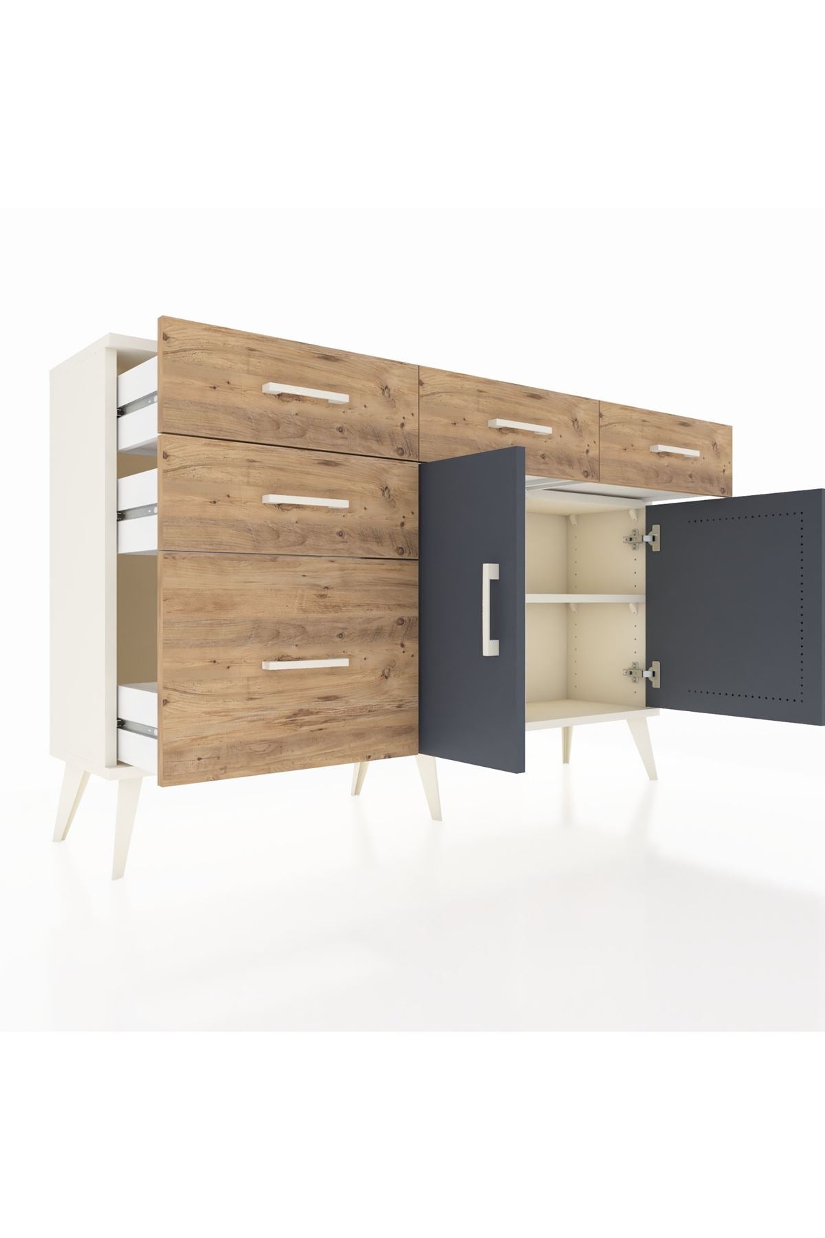 Arges Konsol 2 Raflı 5 Çekmeceli 2 Kapaklı 132x30x83 - S144M046V09A