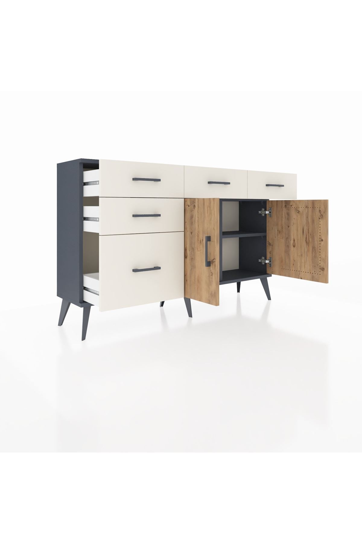 Arges Konsol 2 Raflı 5 Çekmeceli 2 Kapaklı 132x30x83 - S144M046V10A