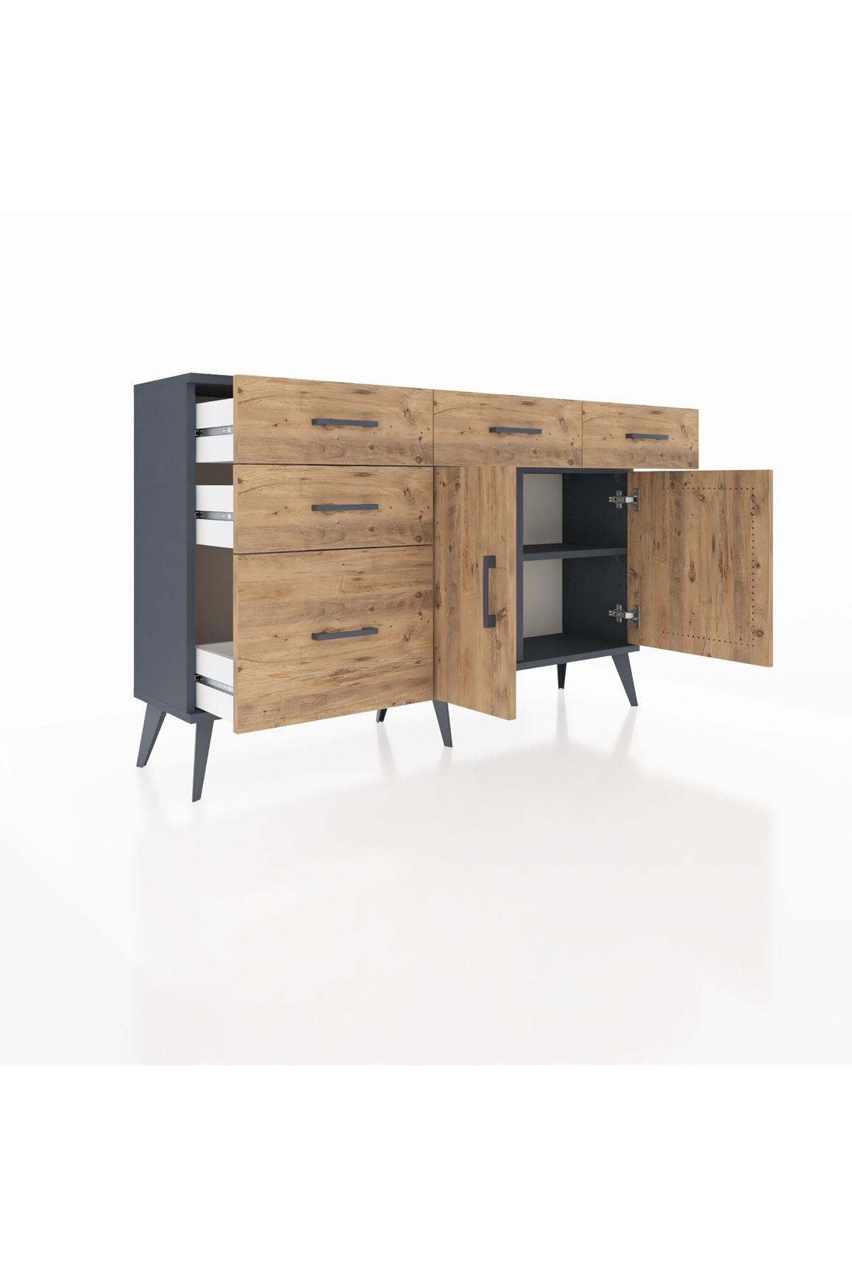 Arges Konsol 2 Raflı 5 Çekmeceli 2 Kapaklı 132x30x83 - S144M046V12A