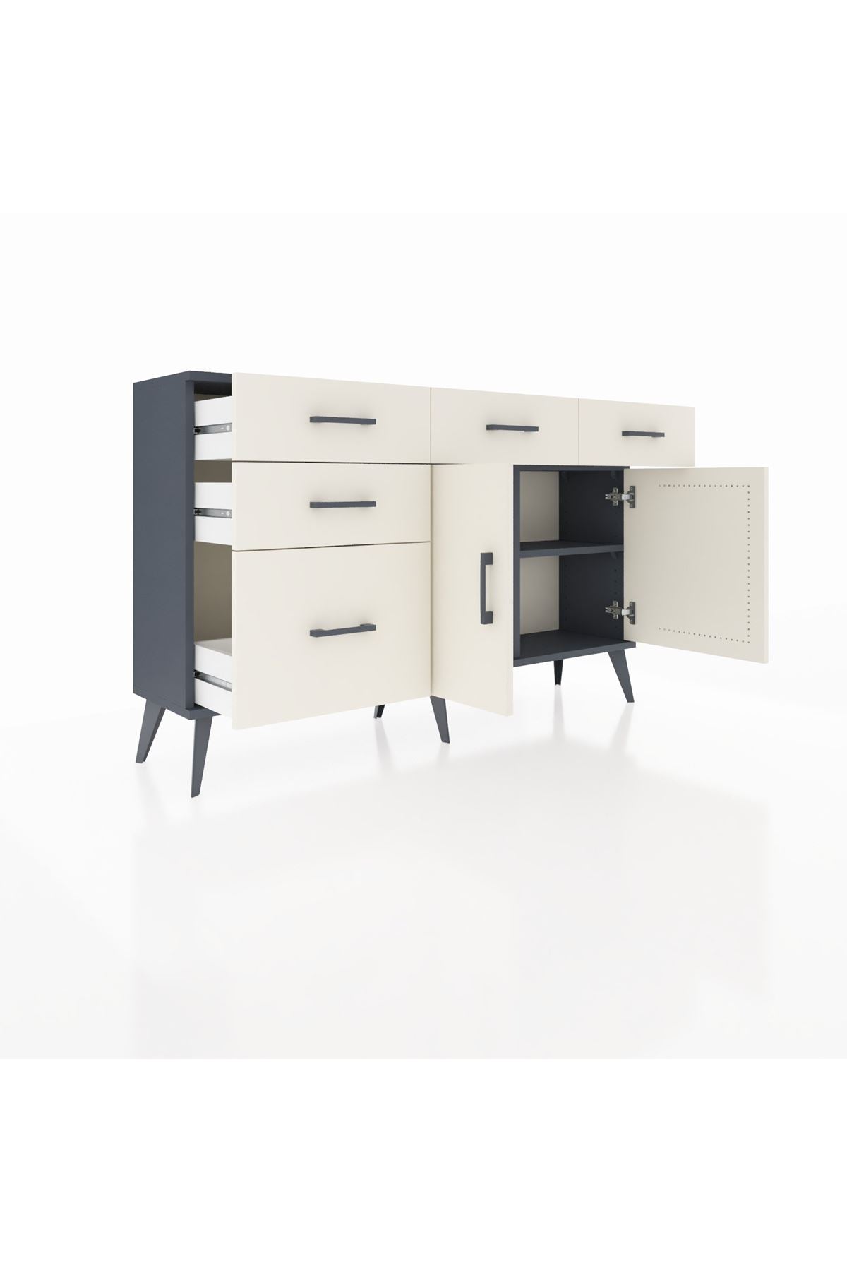 Arges Konsol 2 Raflı 5 Çekmeceli 2 Kapaklı 132x30x83 - S144M046V13A