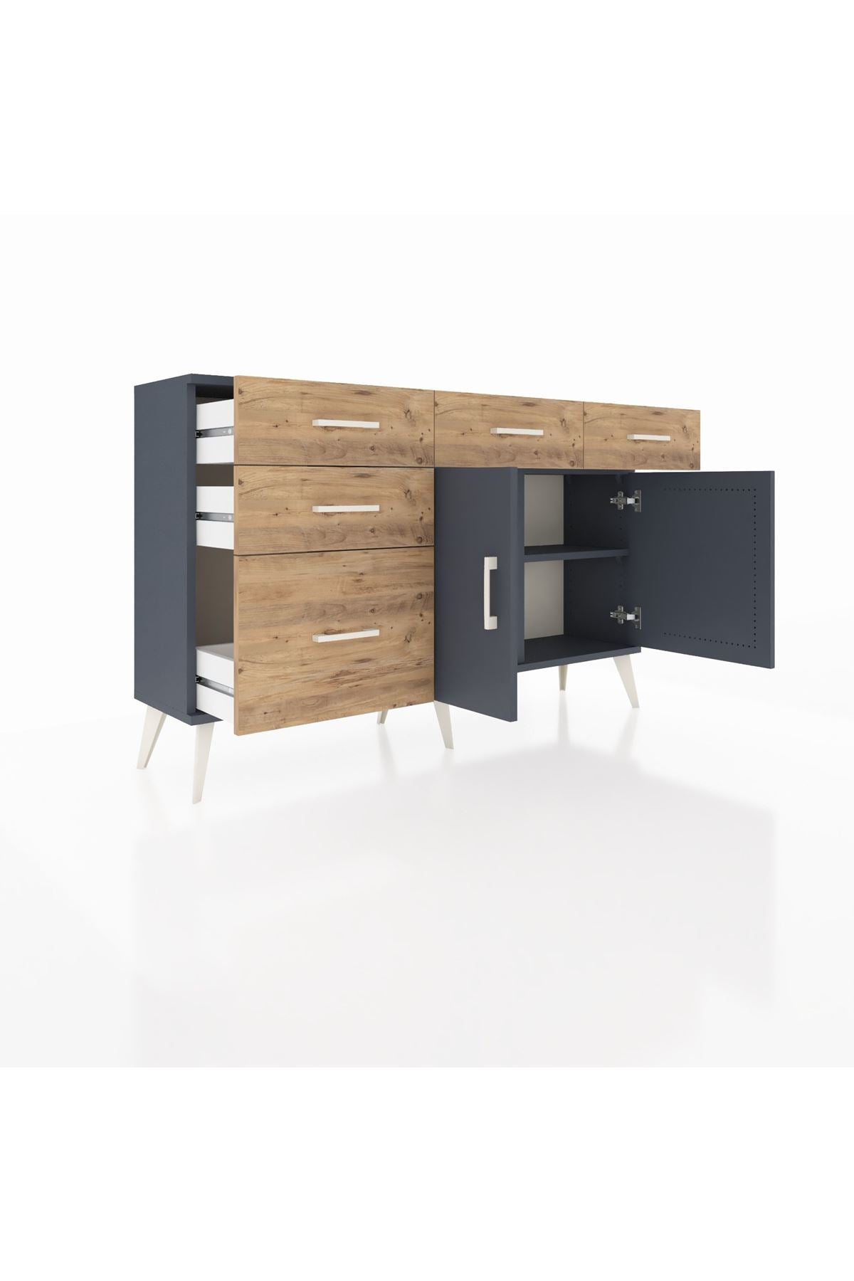 Arges Konsol 2 Raflı 5 Çekmeceli 2 Kapaklı 132x30x83 - S144M046V18A