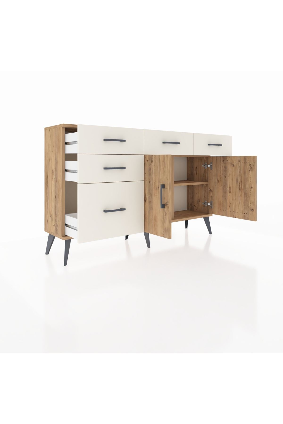 Arges Konsol 2 Raflı 5 Çekmeceli 2 Kapaklı 132x30x83 - S144M046V19A