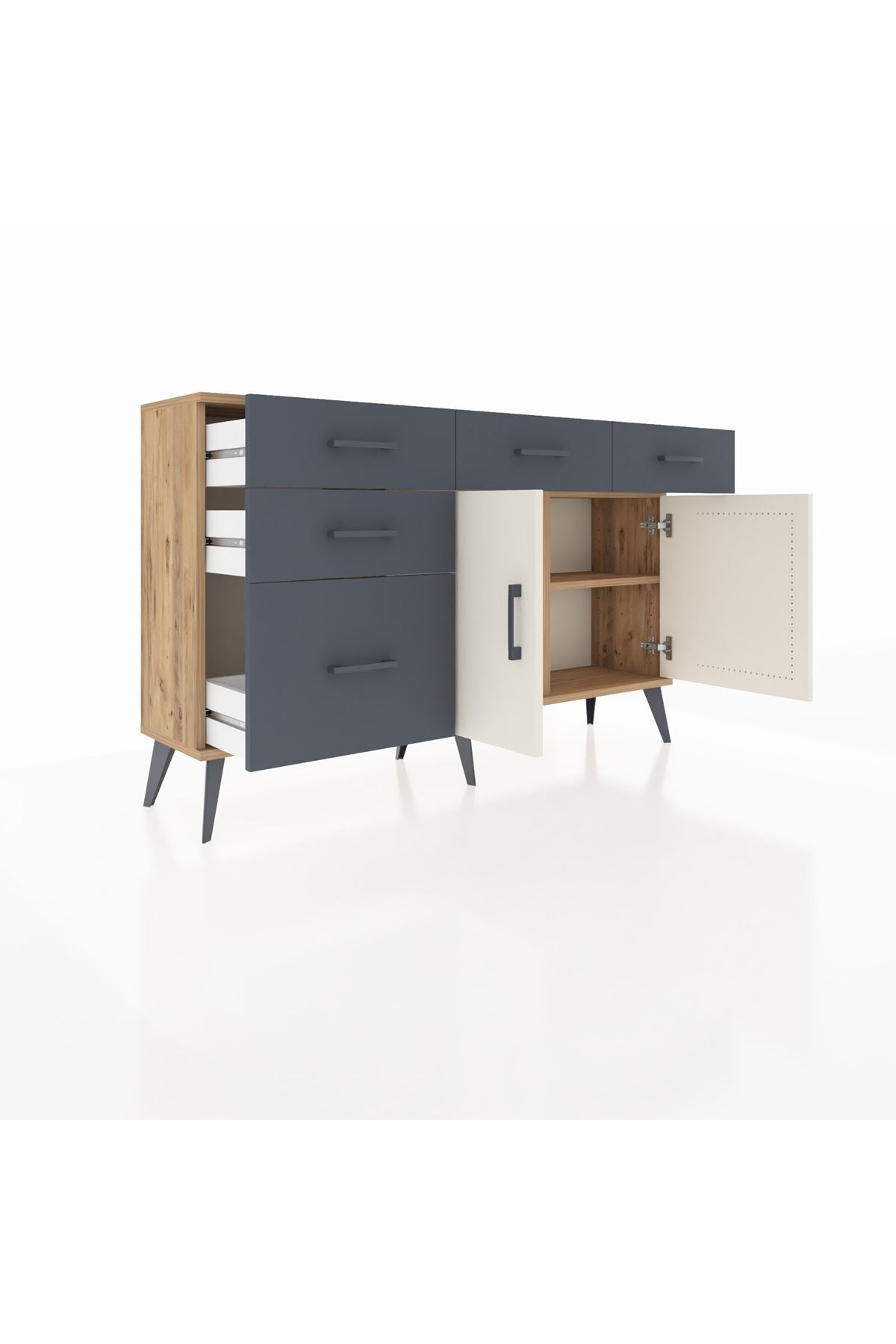 Arges Konsol 2 Raflı 5 Çekmeceli 2 Kapaklı 132x30x83 - S144M046V23A