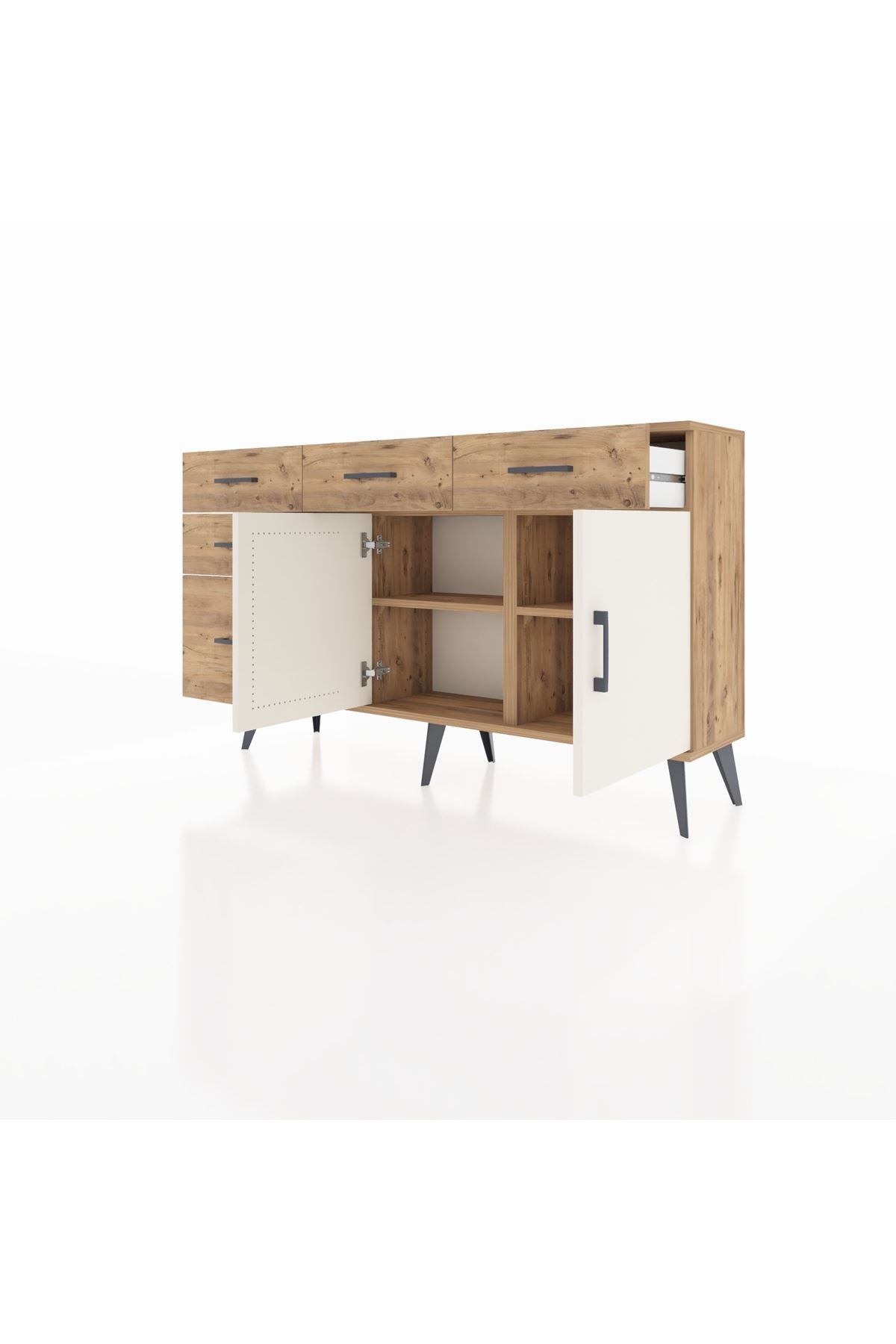 Arges Konsol 2 Raflı 5 Çekmeceli 2 Kapaklı 132x30x83 - S144M046V24A