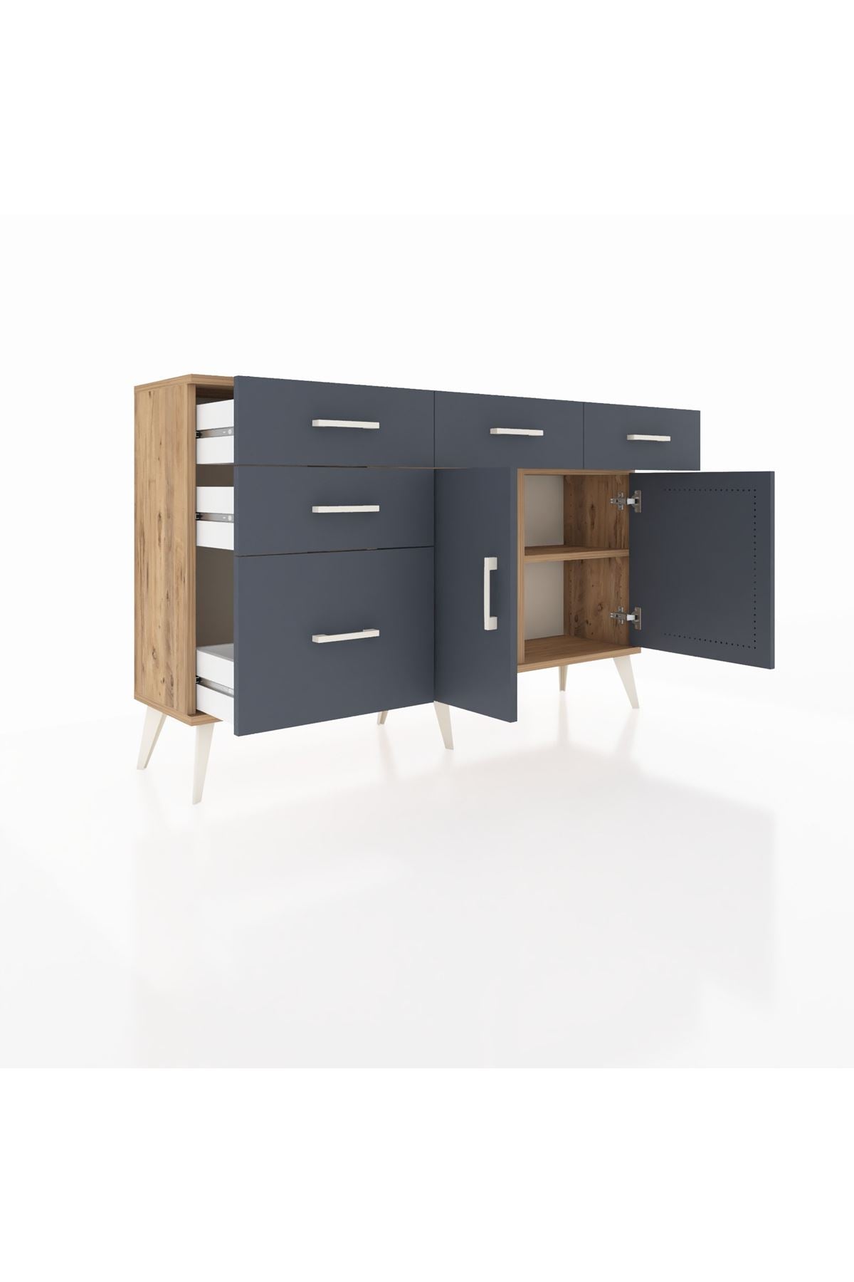 Arges Konsol 2 Raflı 5 Çekmeceli 2 Kapaklı 132x30x83 - S144M046V26A