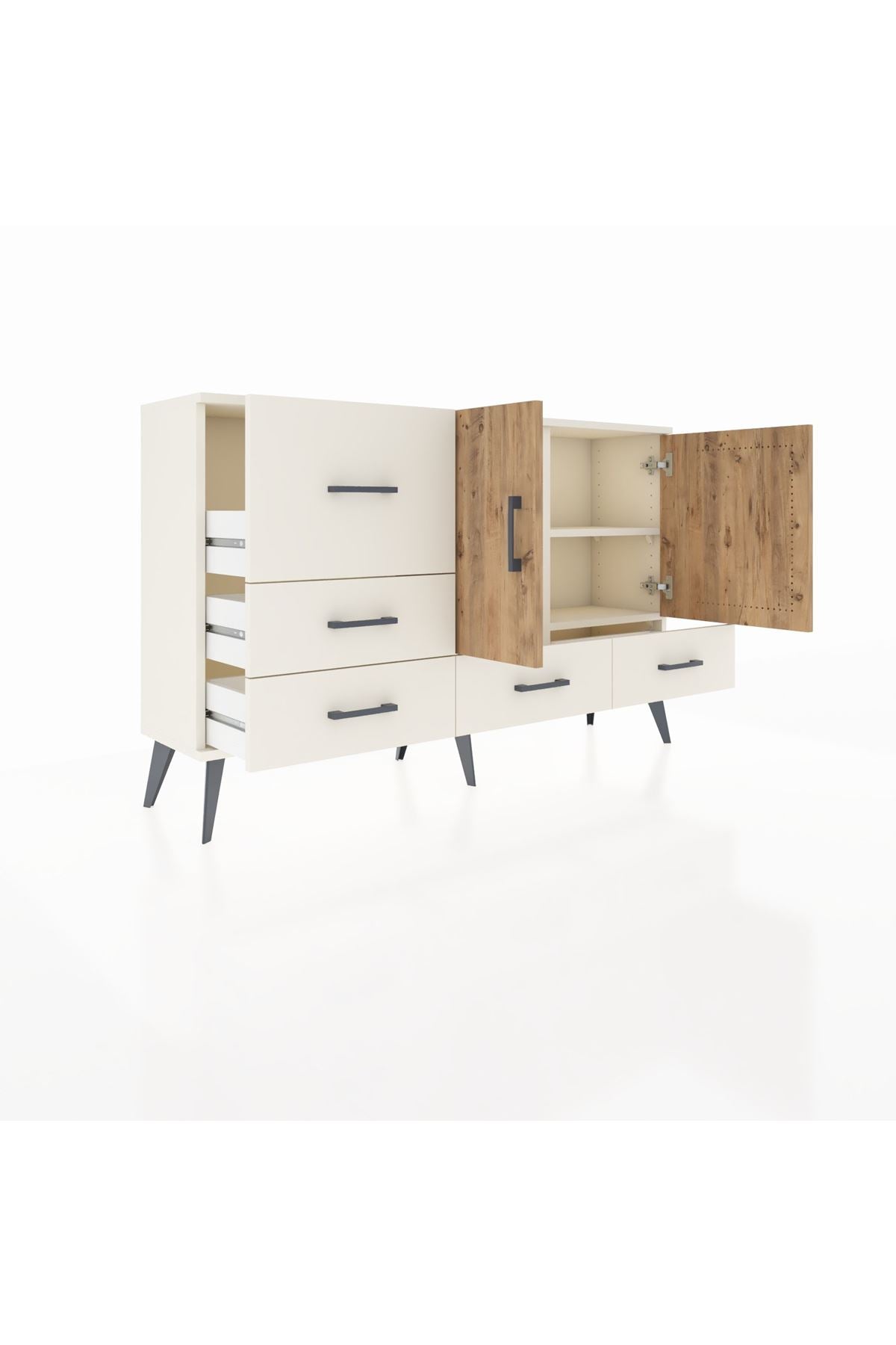 Arges Konsol 4 Raflı 5 Çekmeceli 2 Kapaklı 132x30x83 - S144M047V01A