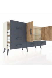 Arges Konsol 4 Raflı 5 Çekmeceli 2 Kapaklı 132x30x83 - S144M047V02A
