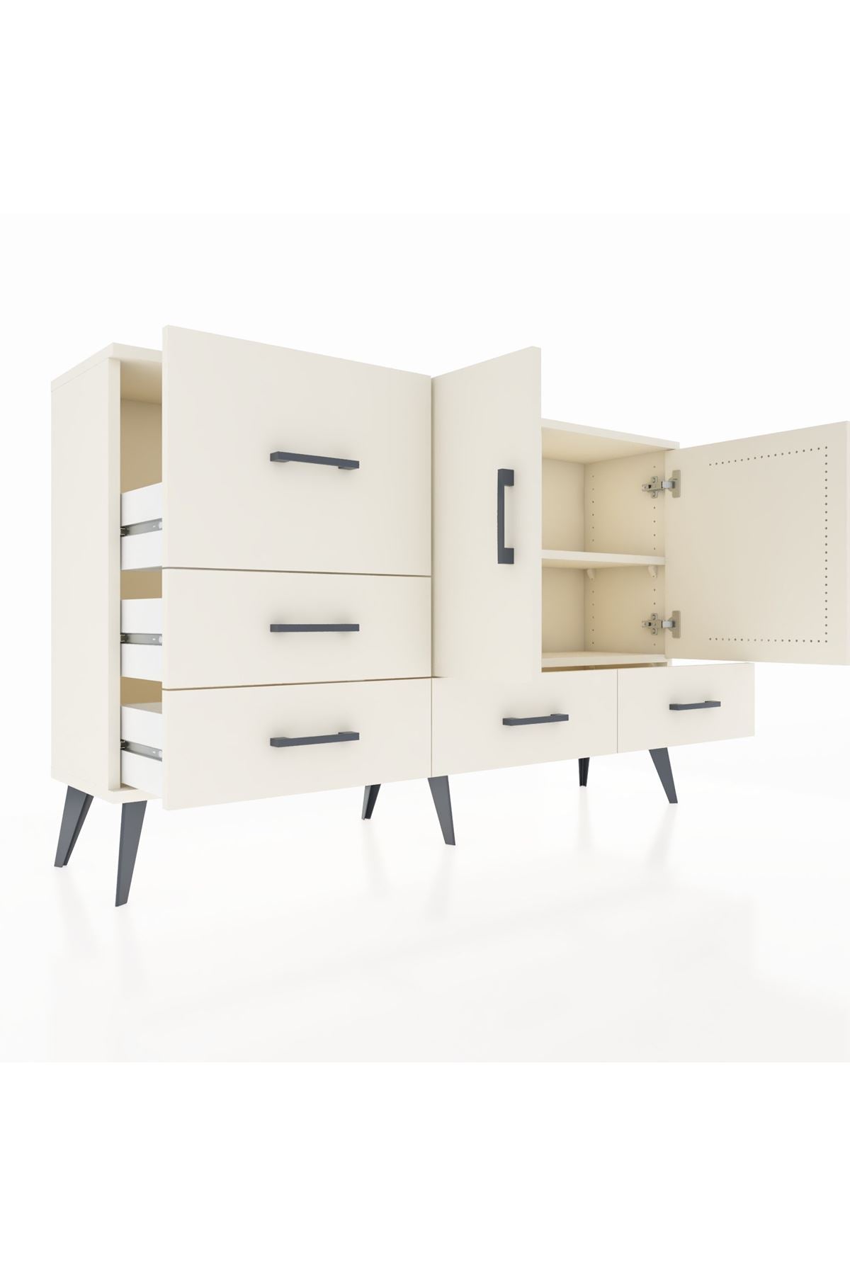 Arges Konsol 4 Raflı 5 Çekmeceli 2 Kapaklı 132x30x83 - S144M047V04A