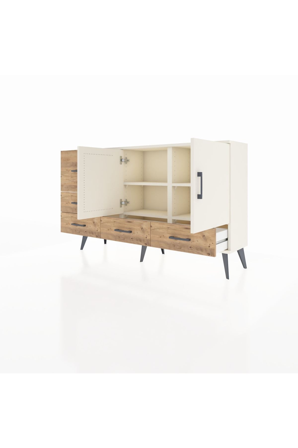 Arges Konsol 4 Raflı 5 Çekmeceli 2 Kapaklı 132x30x83 - S144M047V06A