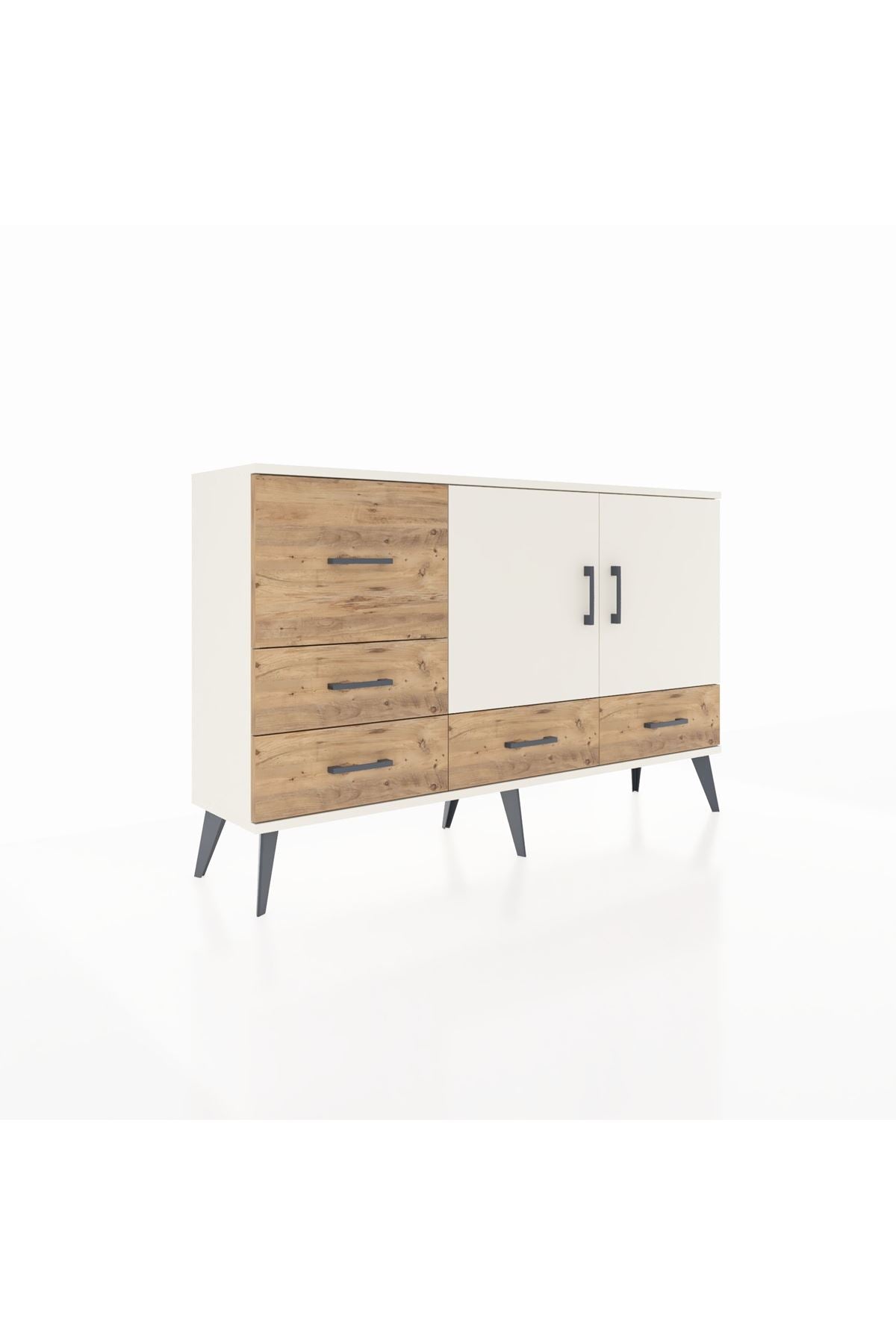 Arges Konsol 4 Raflı 5 Çekmeceli 2 Kapaklı 132x30x83 - S144M047V06A