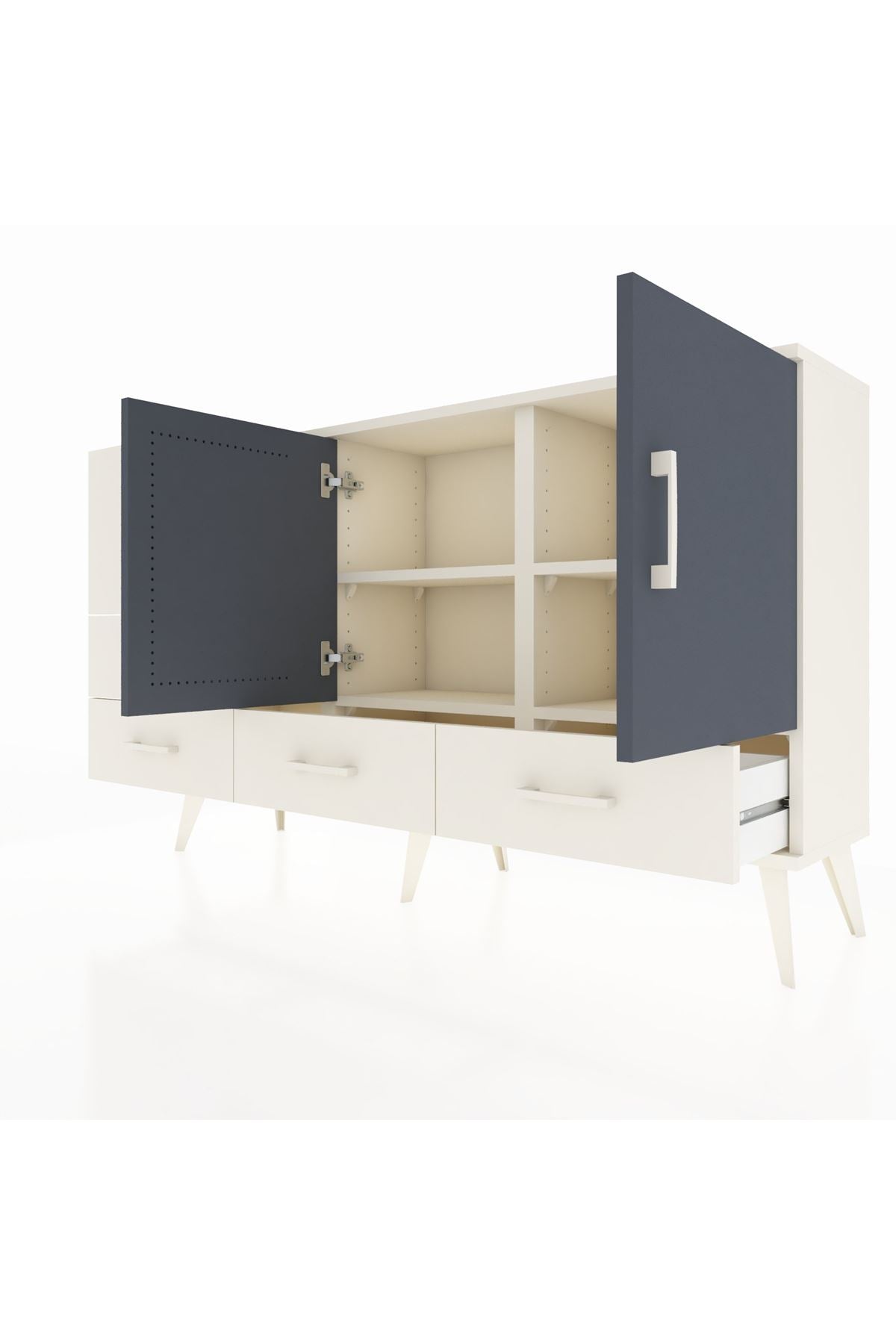 Arges Konsol 4 Raflı 5 Çekmeceli 2 Kapaklı 132x30x83 - S144M047V07A