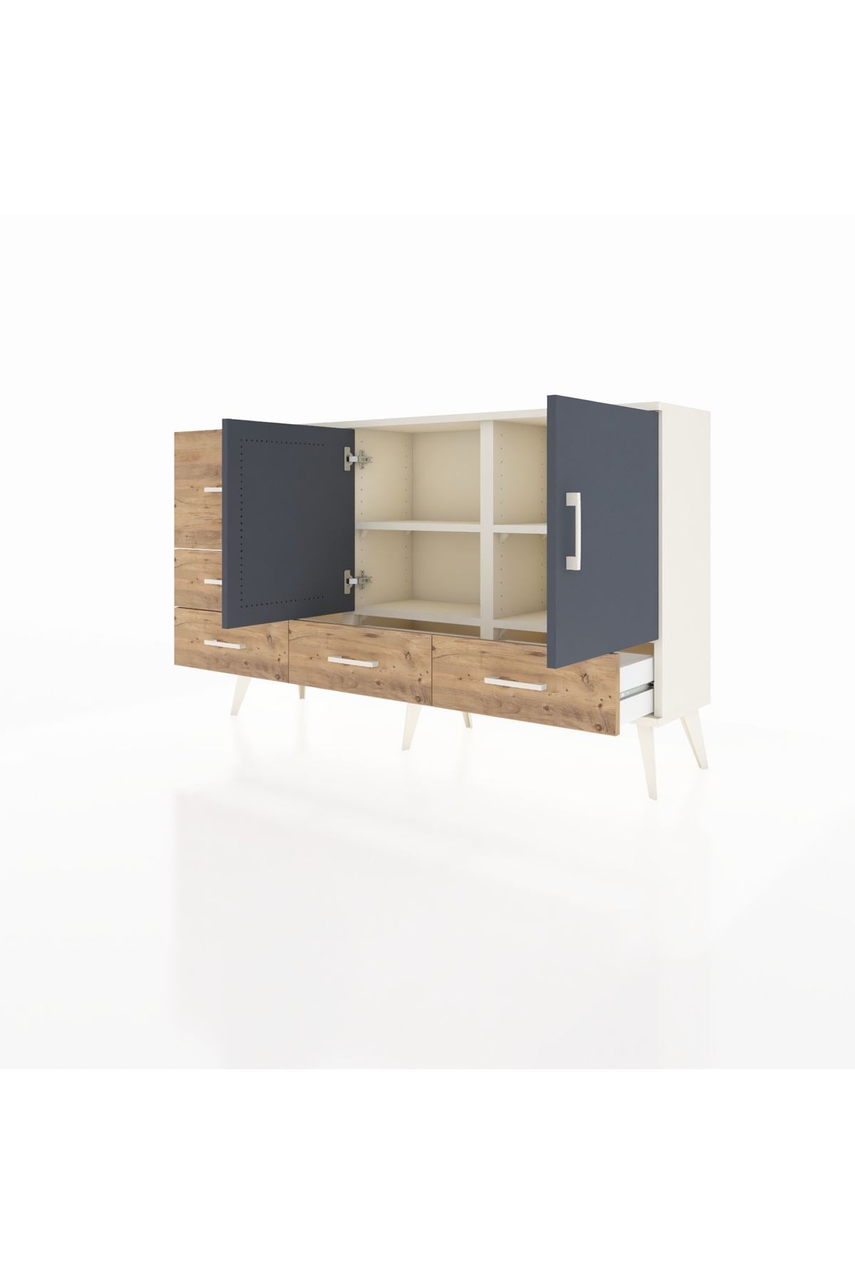 Arges Konsol 4 Raflı 5 Çekmeceli 2 Kapaklı 132x30x83 - S144M047V09A