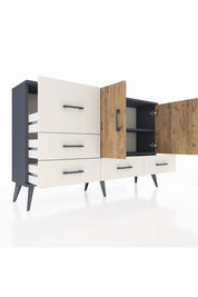 Arges Konsol 4 Raflı 5 Çekmeceli 2 Kapaklı 132x30x83 - S144M047V10A