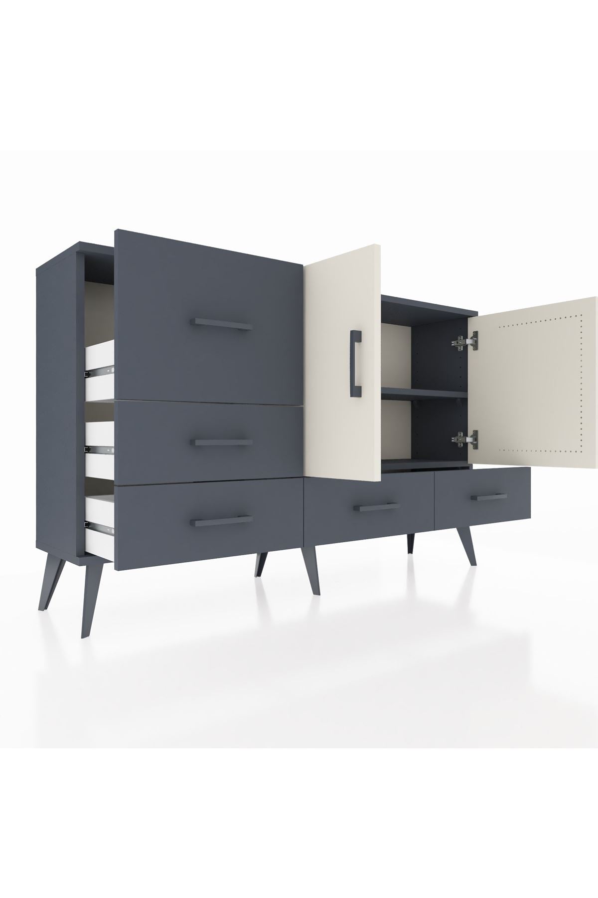 Arges Konsol 4 Raflı 5 Çekmeceli 2 Kapaklı 132x30x83 - S144M047V14A