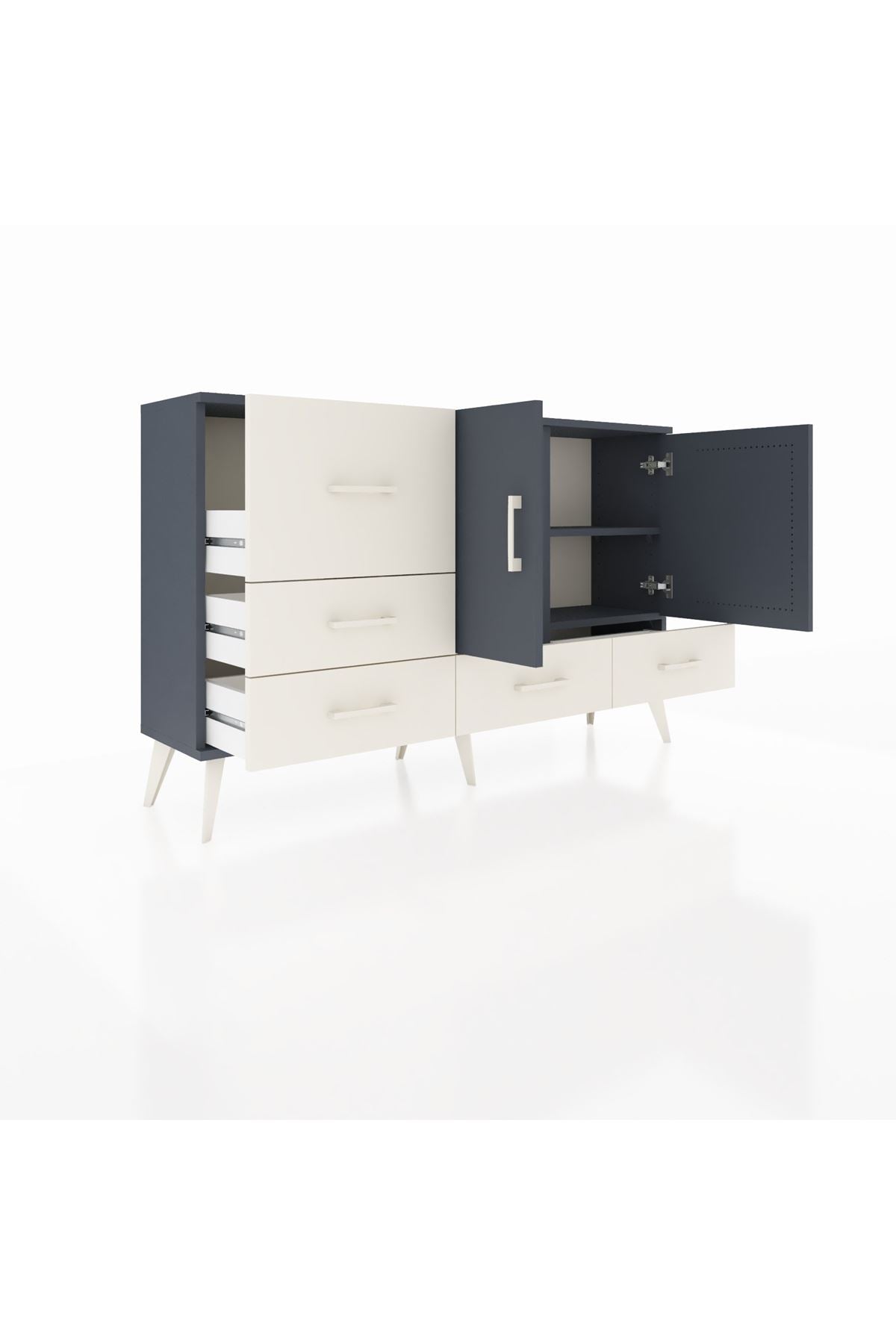 Arges Konsol 4 Raflı 5 Çekmeceli 2 Kapaklı 132x30x83 - S144M047V16A