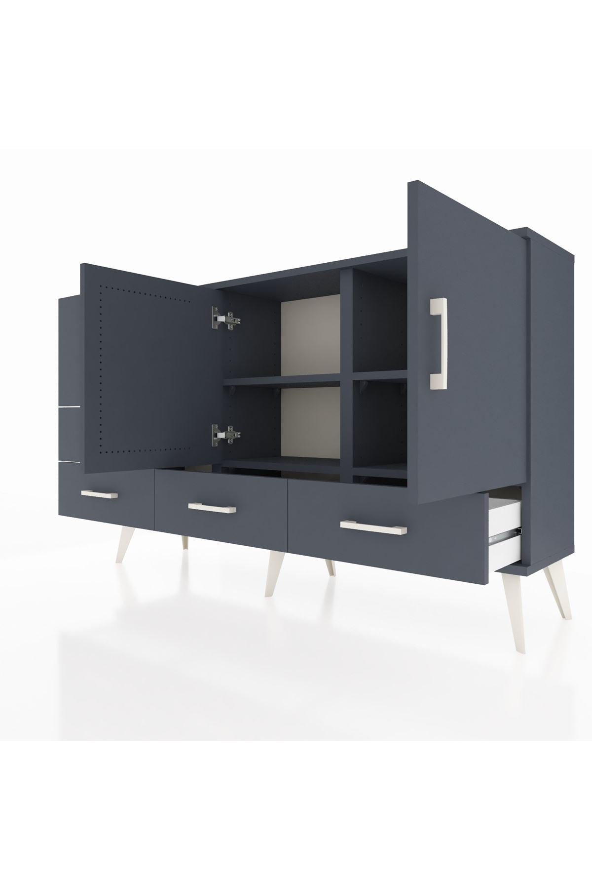 Arges Konsol 4 Raflı 5 Çekmeceli 2 Kapaklı 132x30x83 - S144M047V17A