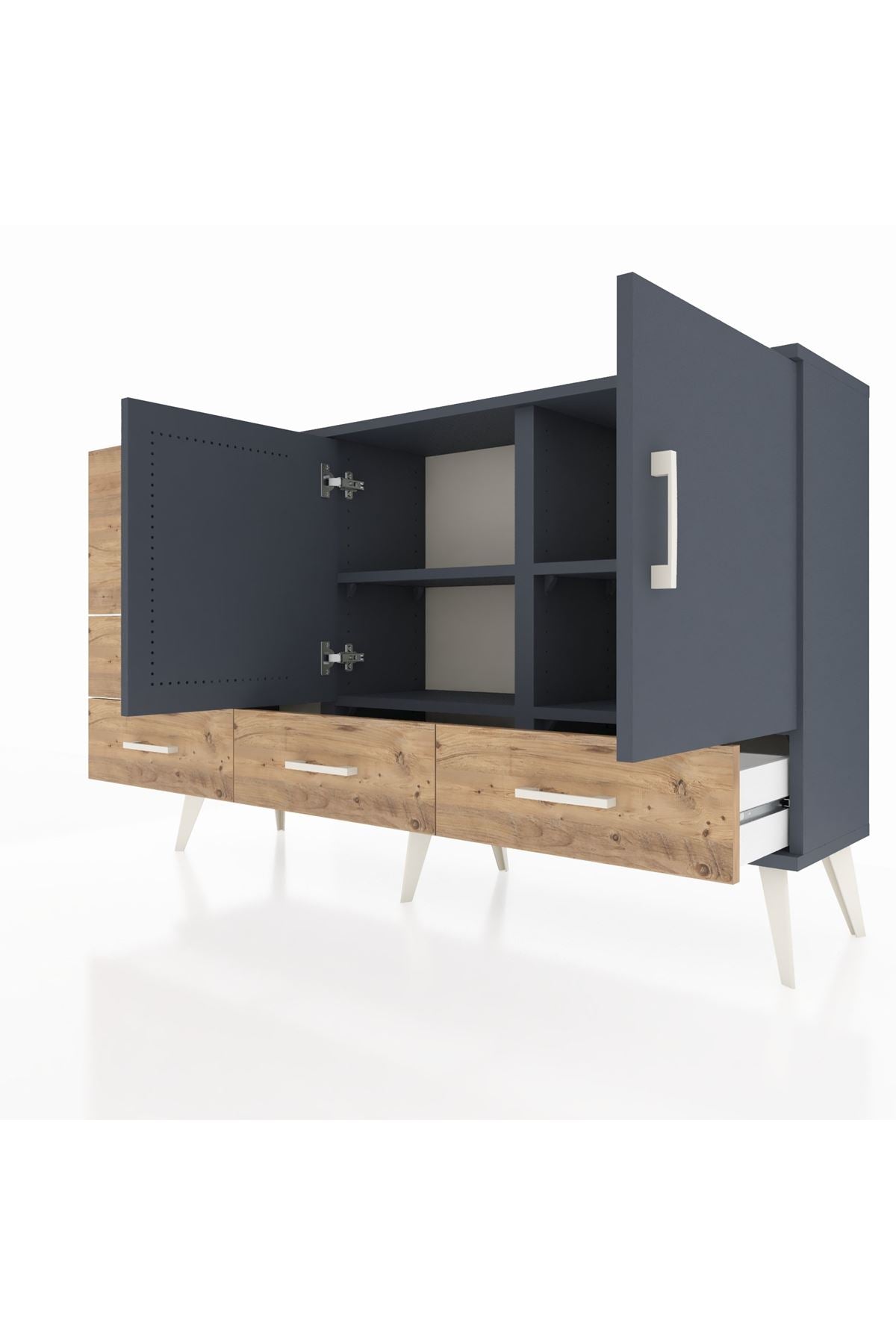 Arges Konsol 4 Raflı 5 Çekmeceli 2 Kapaklı 132x30x83 - S144M047V18A