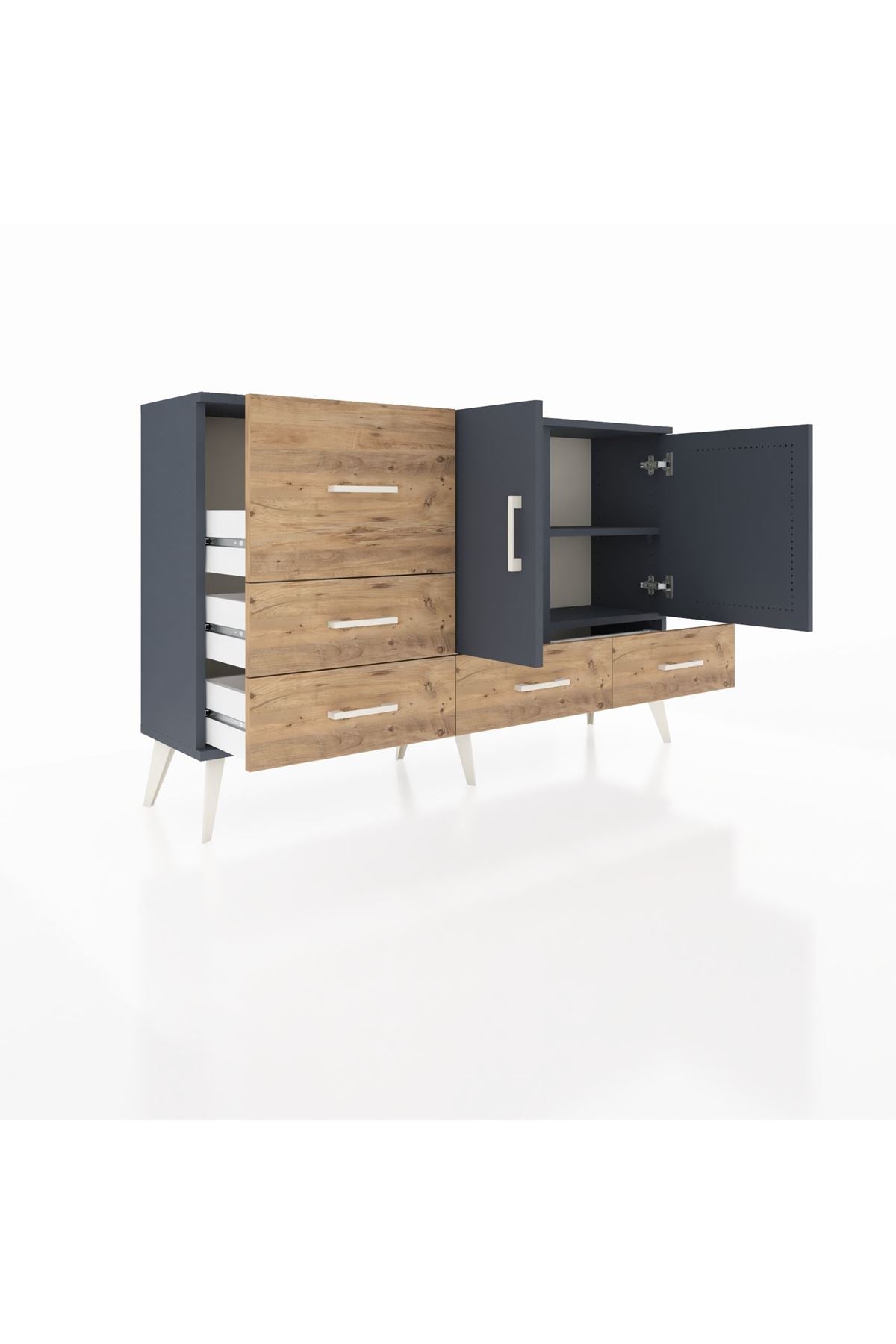 Arges Konsol 4 Raflı 5 Çekmeceli 2 Kapaklı 132x30x83 - S144M047V18A