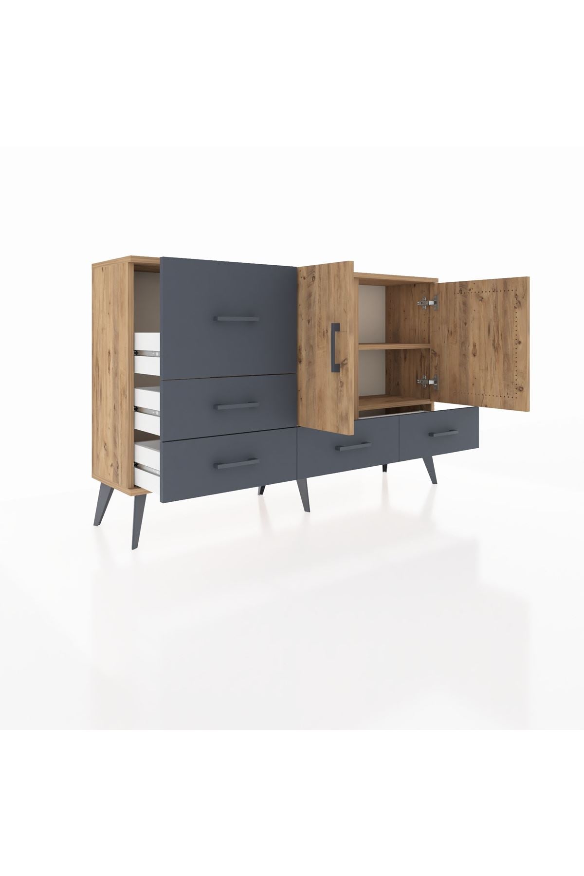 Arges Konsol 4 Raflı 5 Çekmeceli 2 Kapaklı 132x30x83 - S144M047V20A