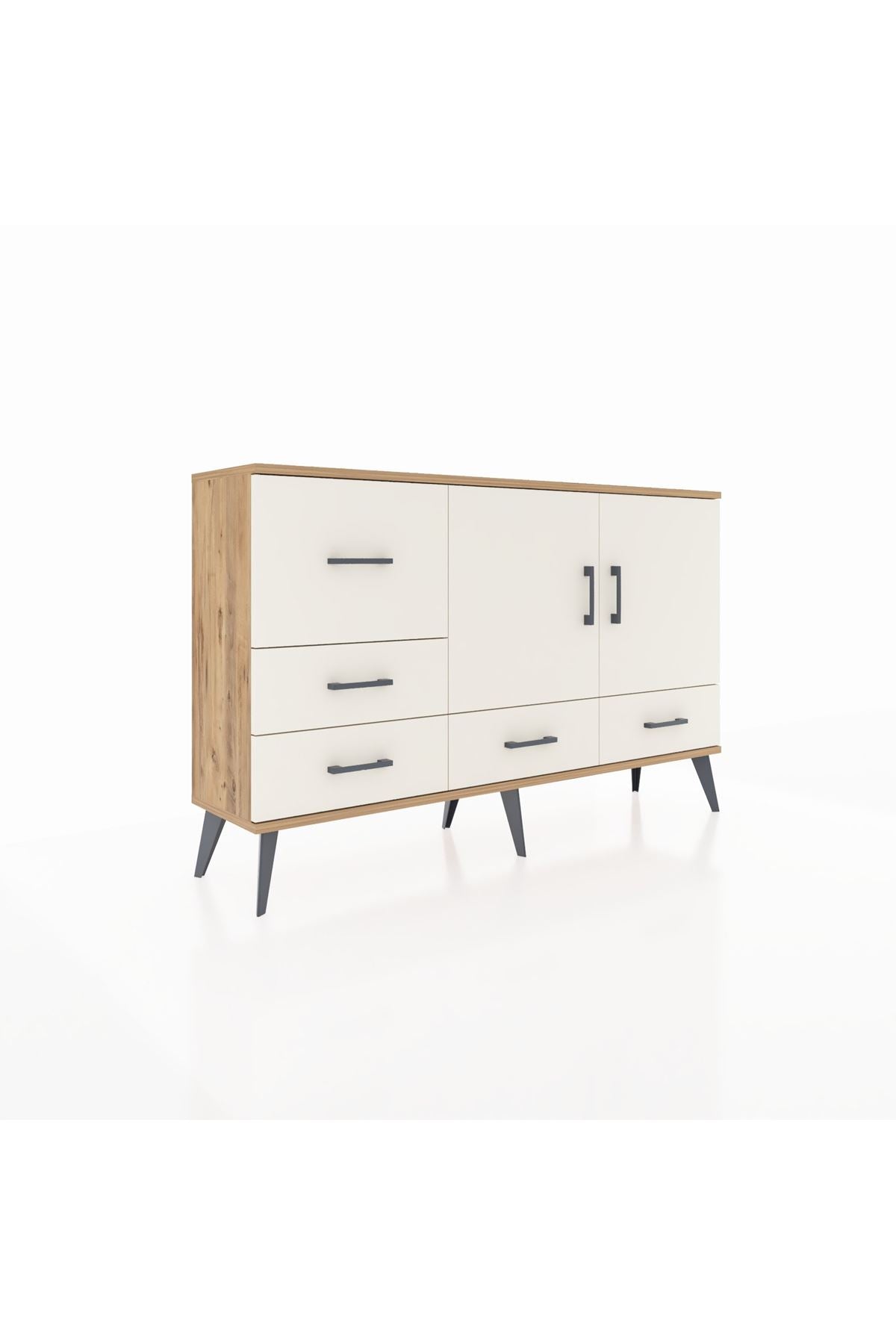 Arges Konsol 4 Raflı 5 Çekmeceli 2 Kapaklı 132x30x83 - S144M047V22A
