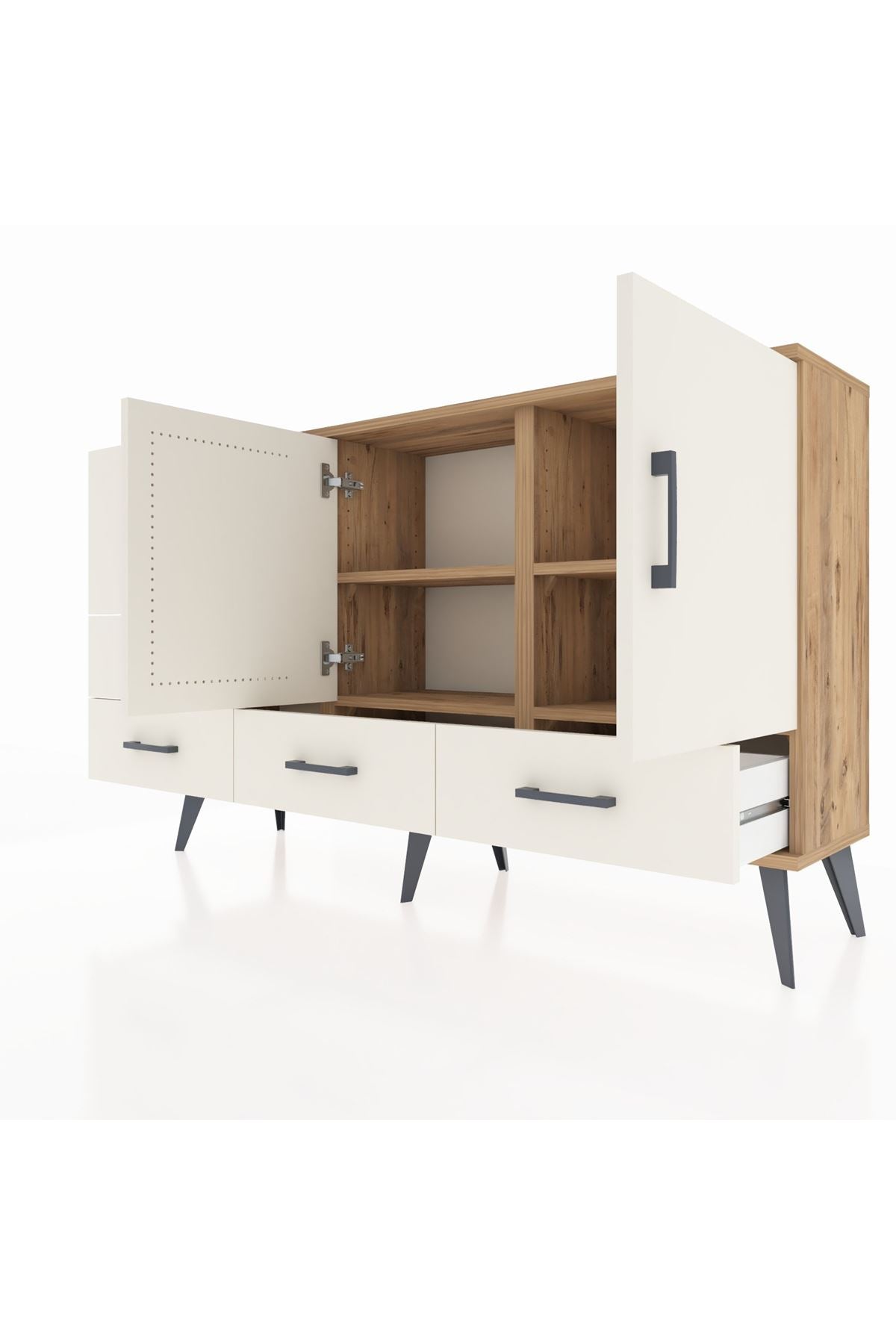 Arges Konsol 4 Raflı 5 Çekmeceli 2 Kapaklı 132x30x83 - S144M047V22A
