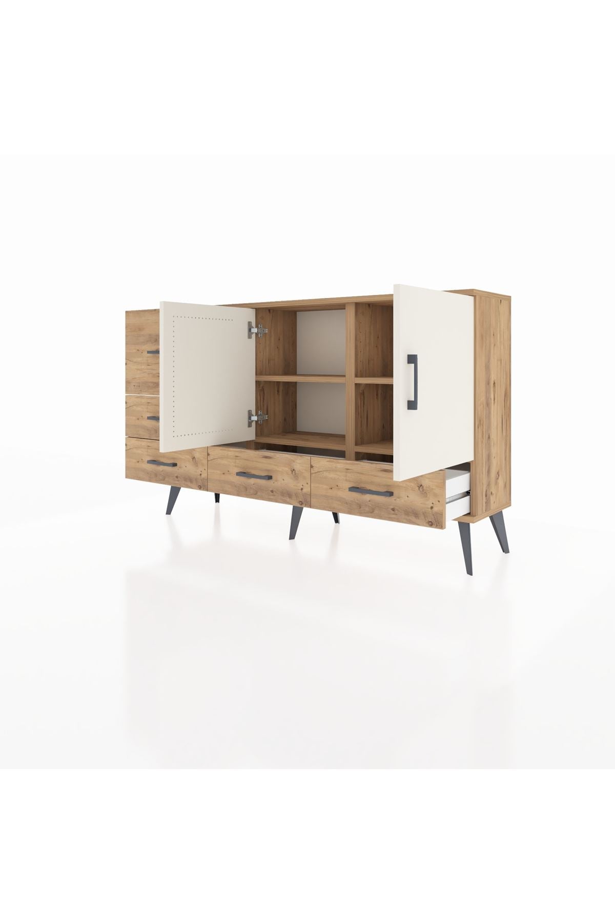 Arges Konsol 4 Raflı 5 Çekmeceli 2 Kapaklı 132x30x83 - S144M047V24A