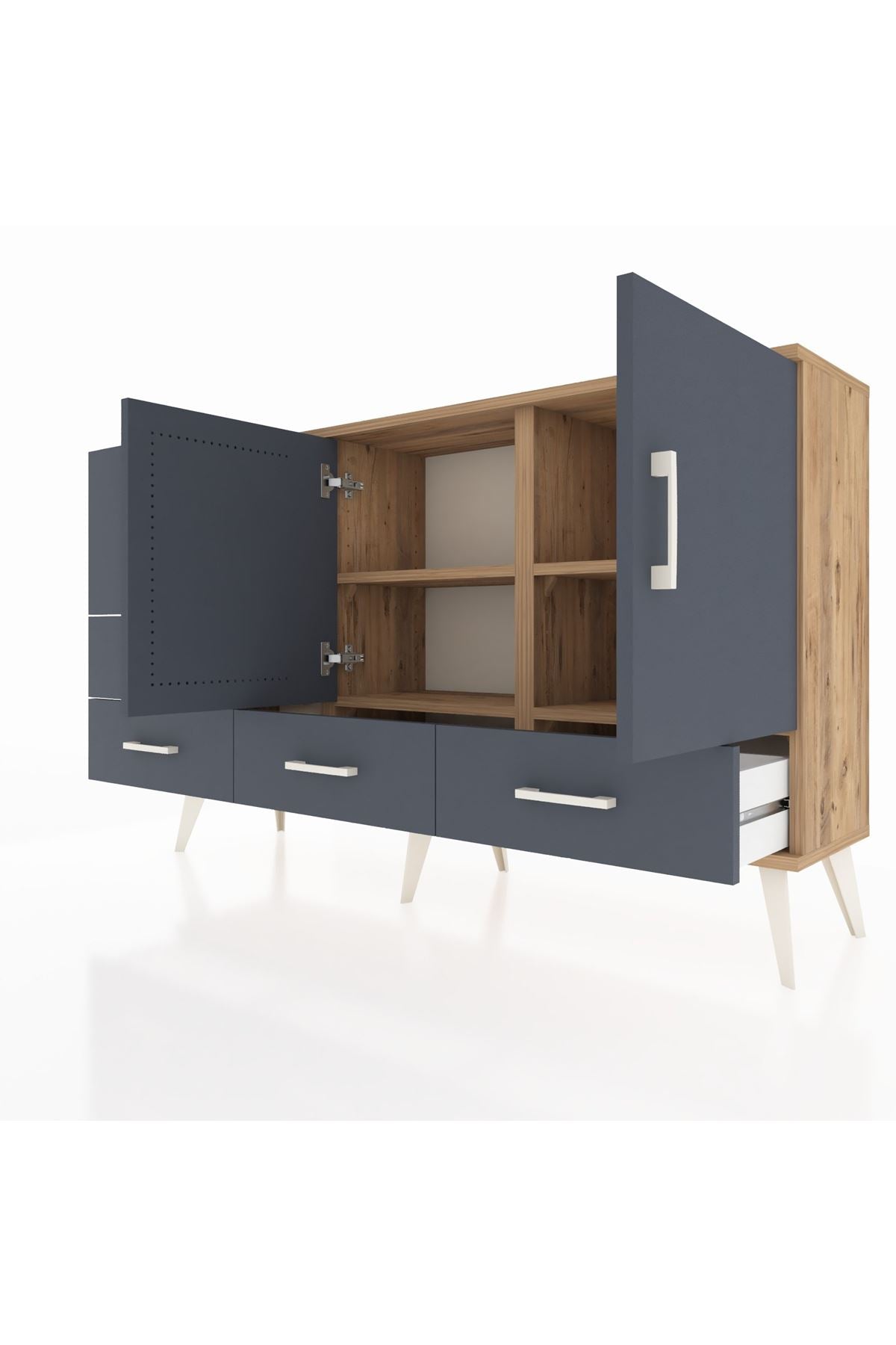 Arges Konsol 4 Raflı 5 Çekmeceli 2 Kapaklı 132x30x83 - S144M047V26A