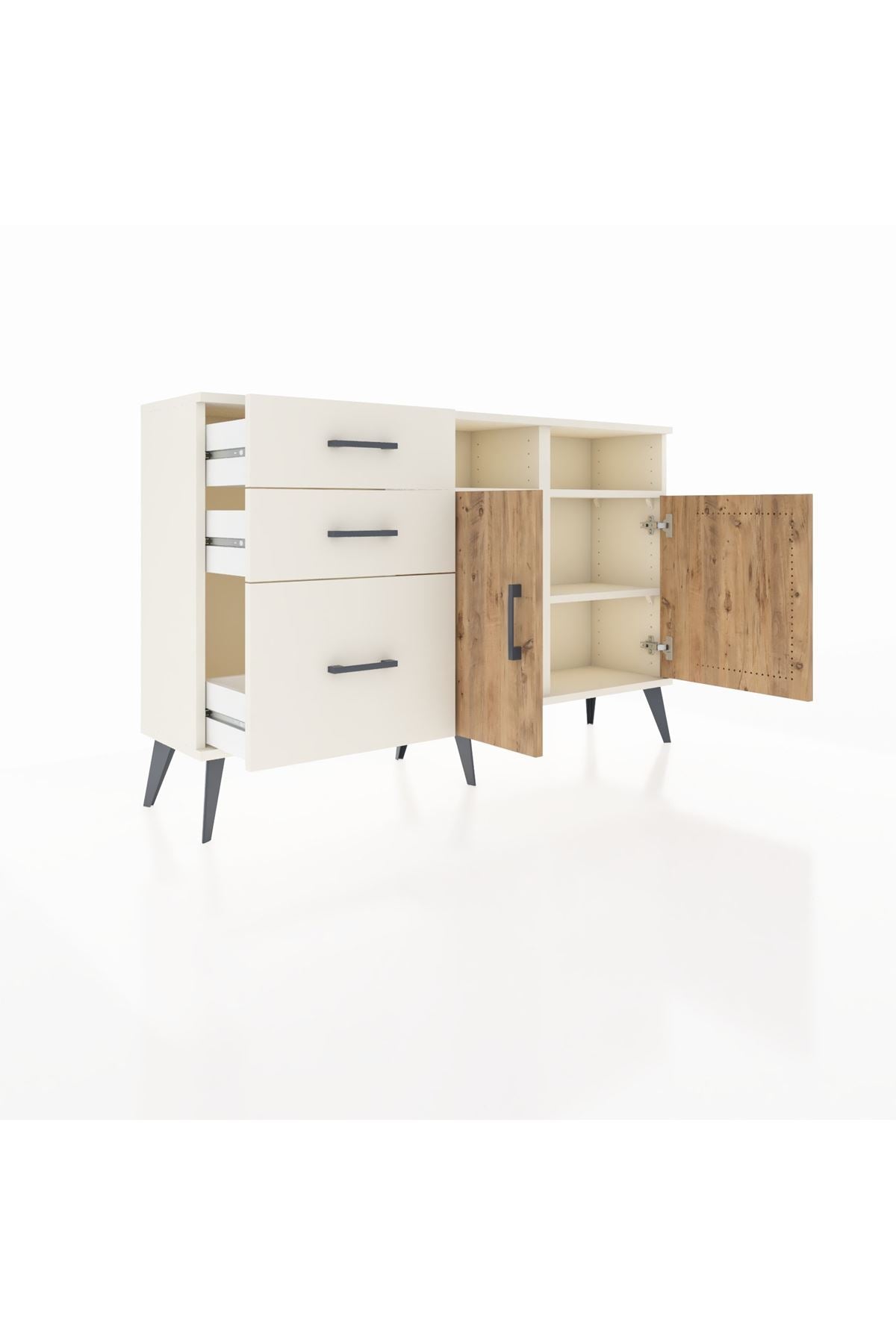 Arges Konsol 4 Raflı 3 Çekmeceli 2 Kapaklı 132x30x83 - S144M048V01A