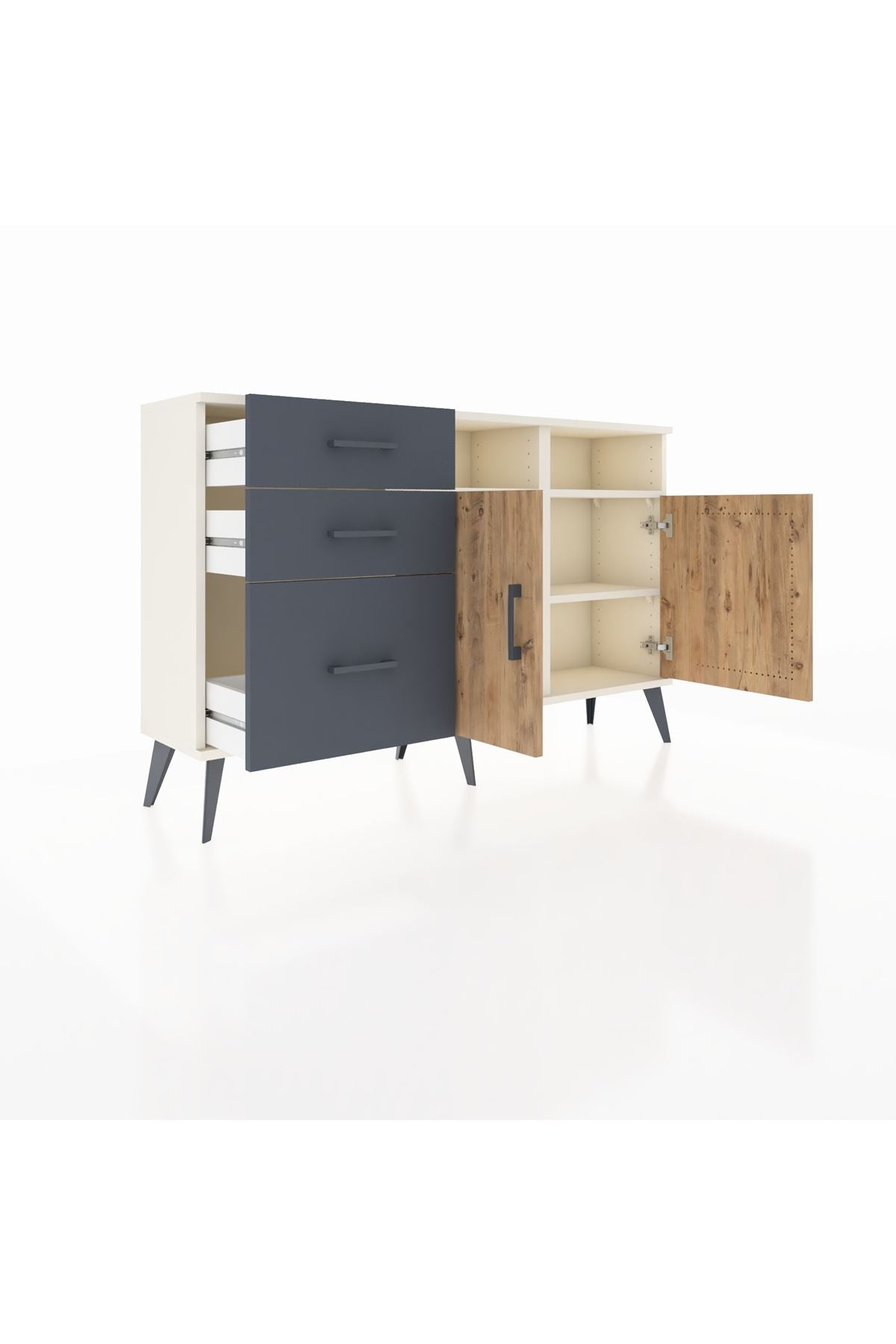 Arges Konsol 4 Raflı 3 Çekmeceli 2 Kapaklı 132x30x83 - S144M048V02A